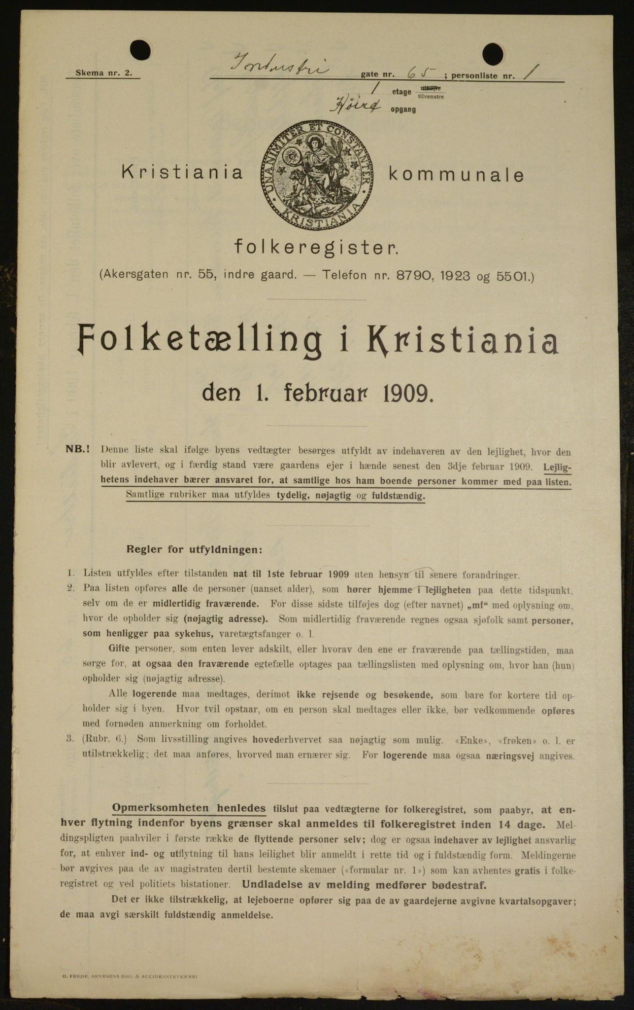 OBA, Municipal Census 1909 for Kristiania, 1909, p. 39945