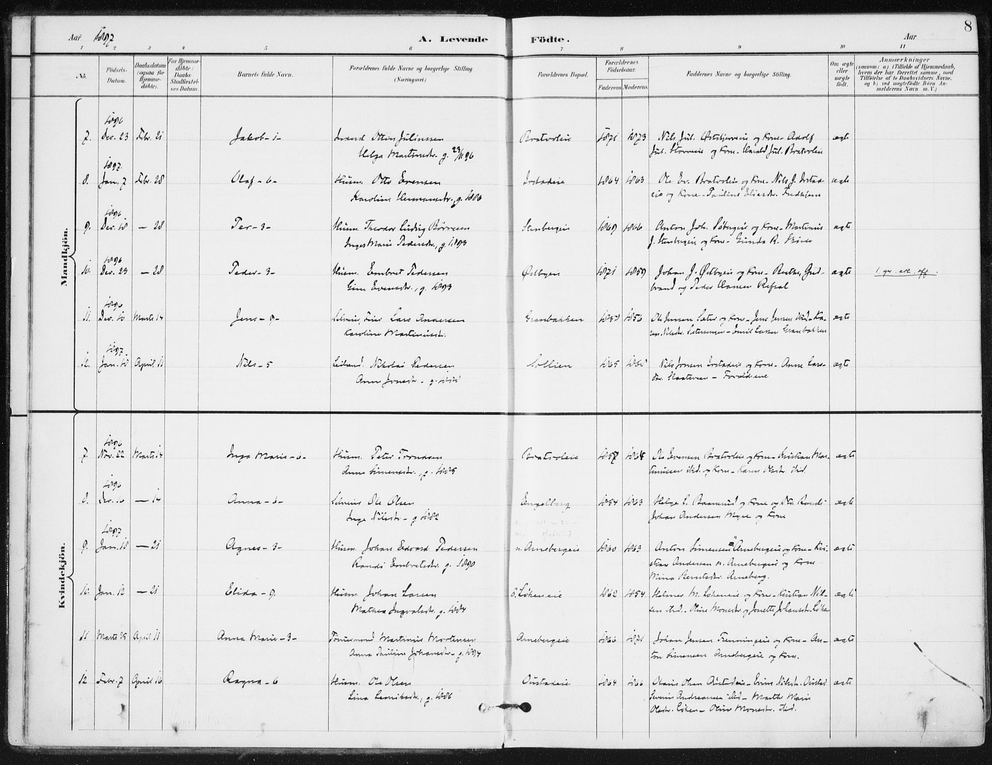 Romedal prestekontor, AV/SAH-PREST-004/K/L0011: Parish register (official) no. 11, 1896-1912, p. 8