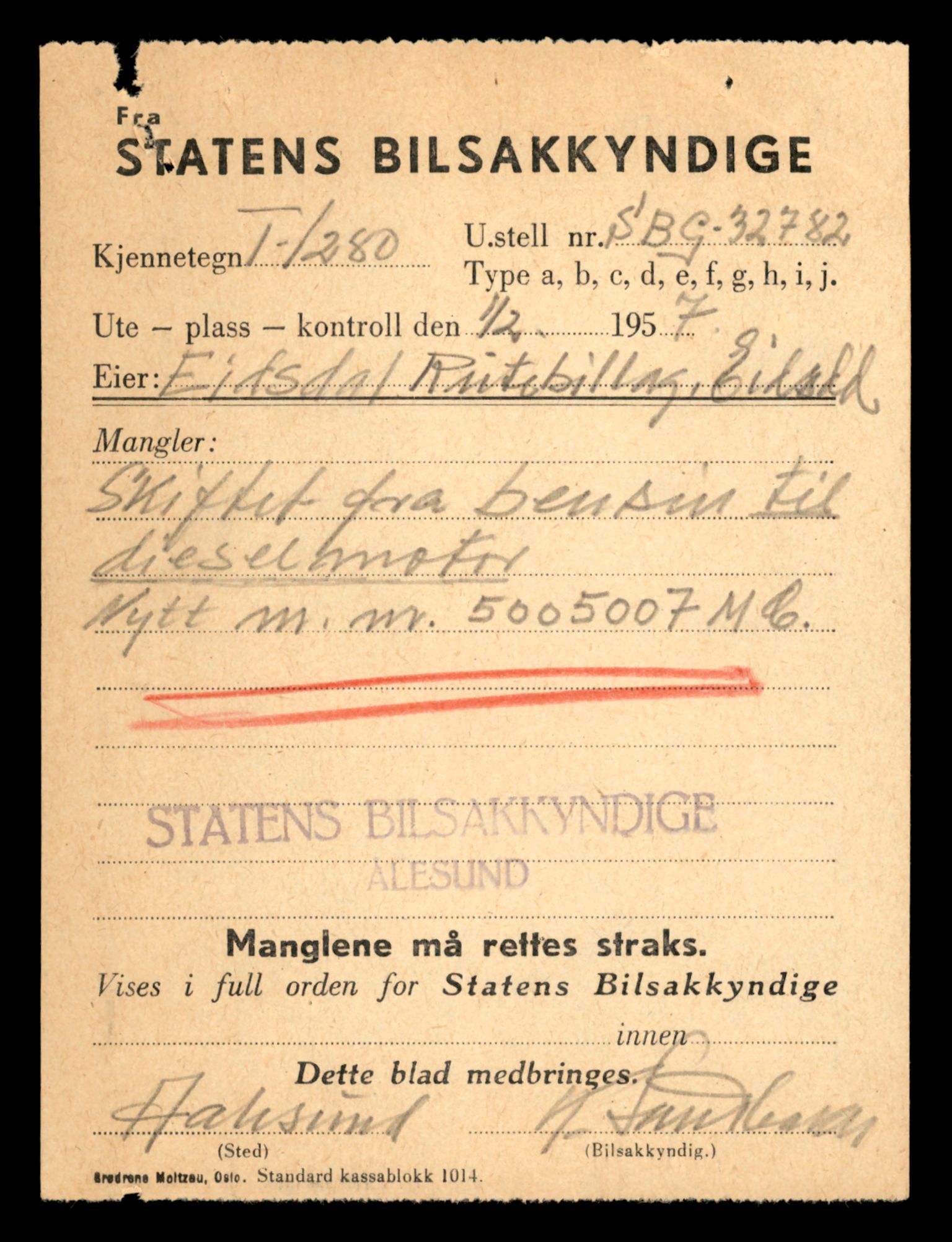 Møre og Romsdal vegkontor - Ålesund trafikkstasjon, SAT/A-4099/F/Fe/L0011: Registreringskort for kjøretøy T 1170 - T 1289, 1927-1998, p. 2430