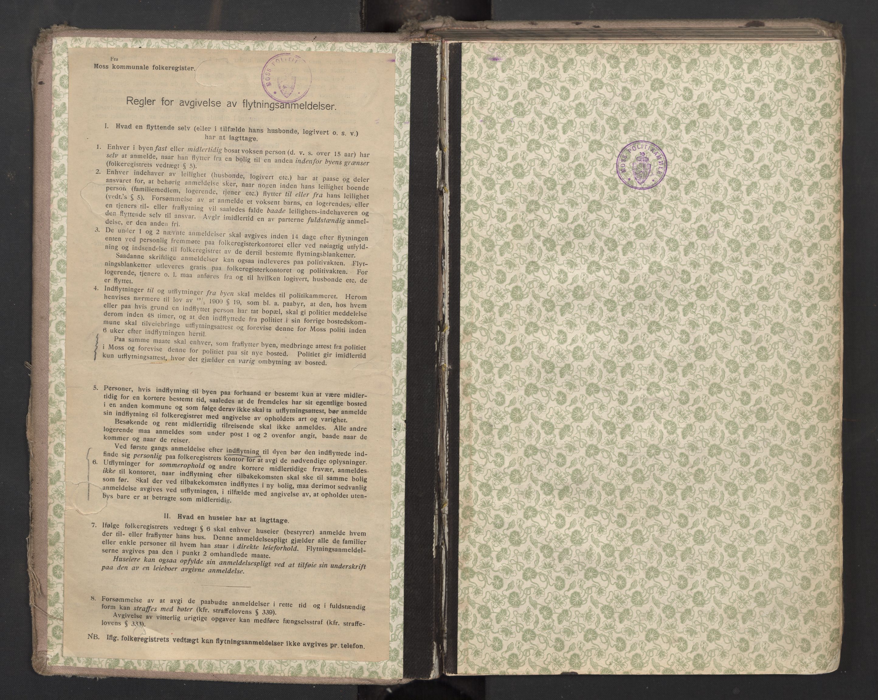 Moss folkeregister, SAO/A-10020/J/L0003: Inn- og utflyttede i Moss fattigkommune, 1913-1917