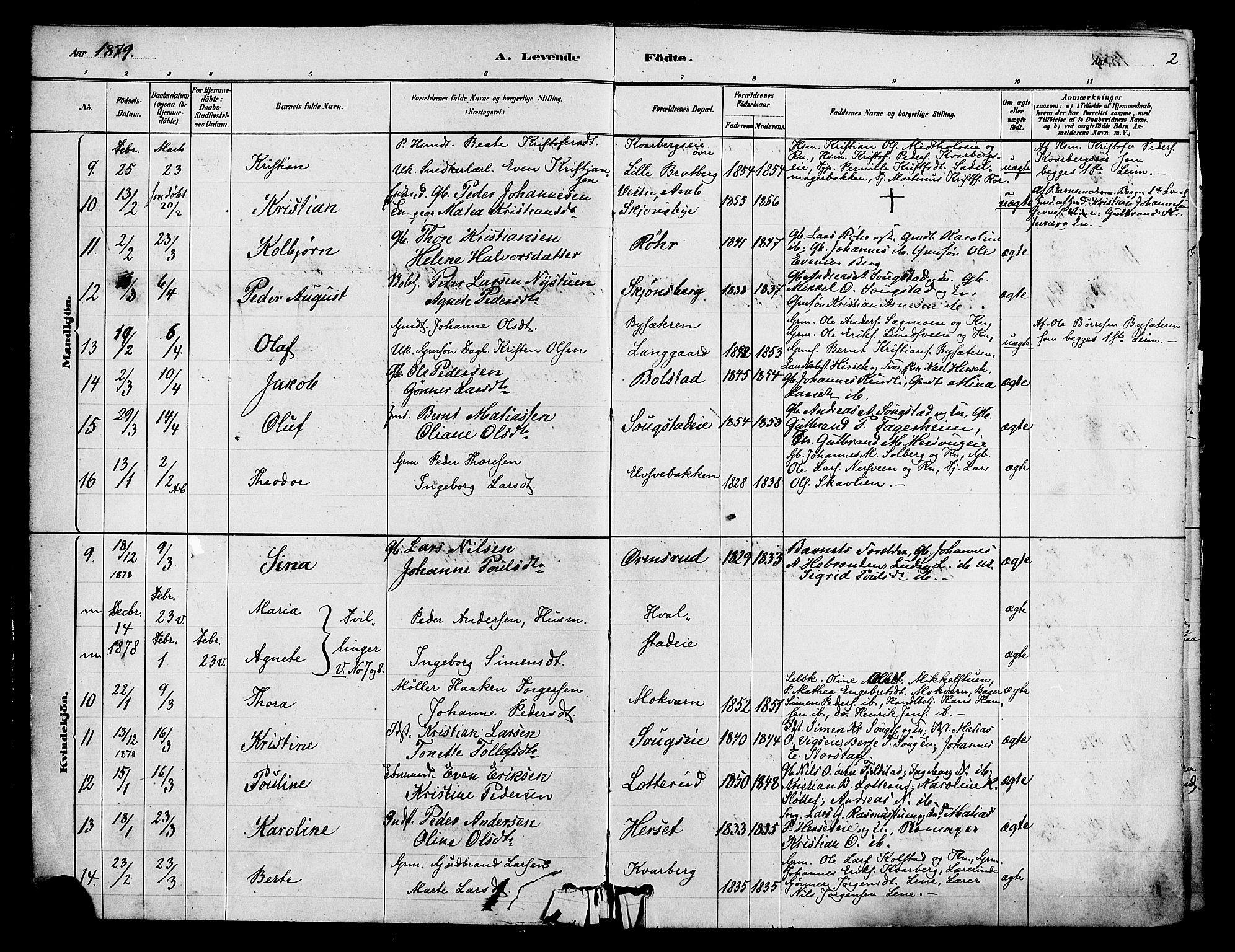 Ringsaker prestekontor, AV/SAH-PREST-014/K/Ka/L0012: Parish register (official) no. 12, 1879-1890, p. 2