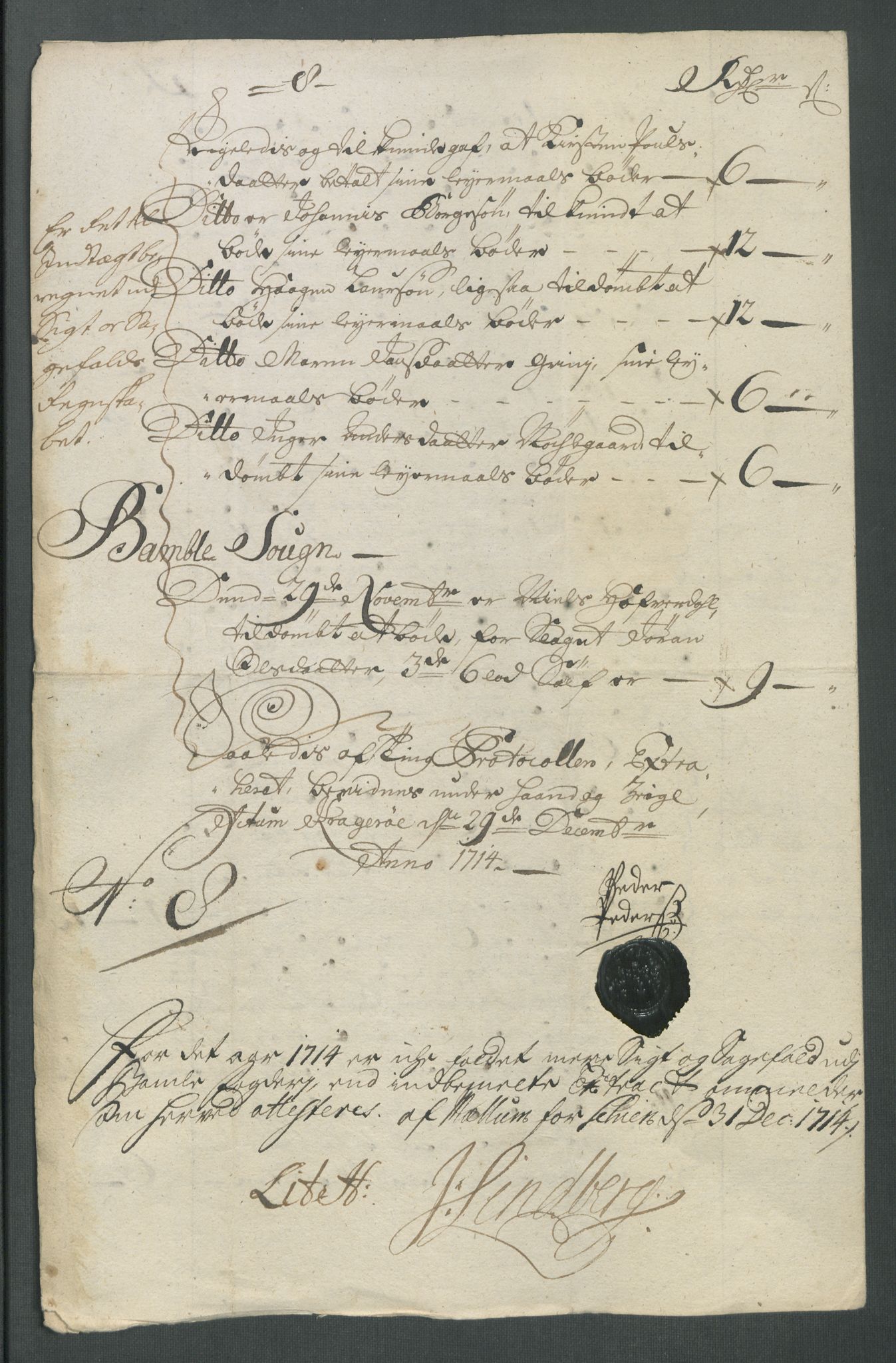 Rentekammeret inntil 1814, Reviderte regnskaper, Fogderegnskap, RA/EA-4092/R36/L2126: Fogderegnskap Øvre og Nedre Telemark og Bamble, 1714, p. 241
