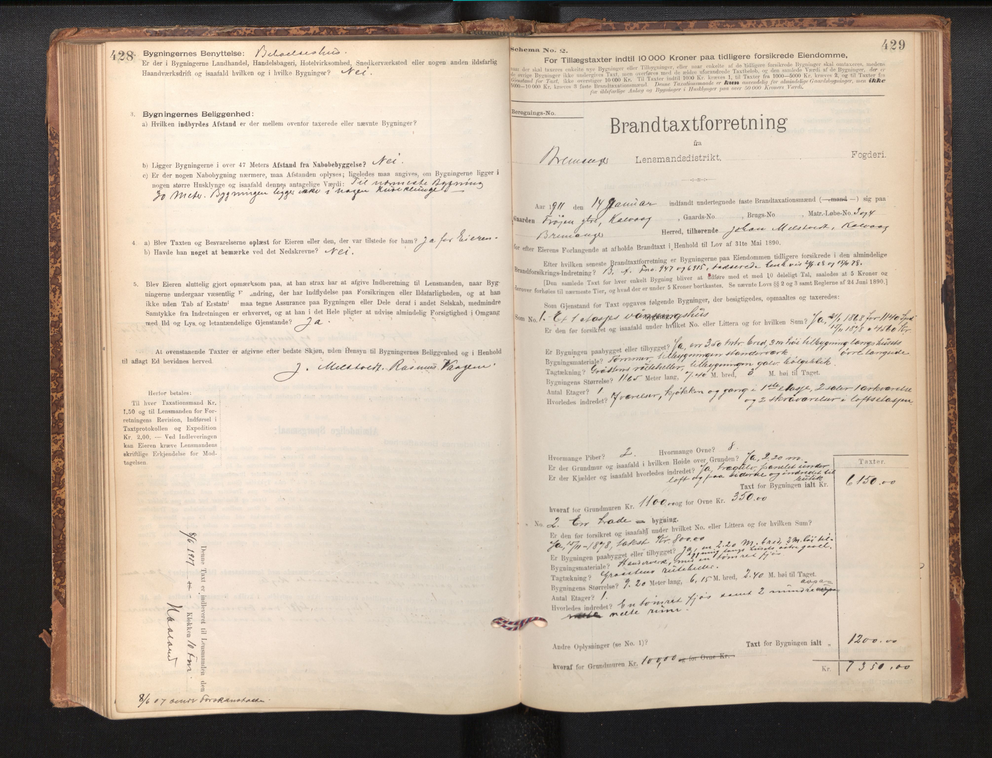 Lensmannen i Bremanger, SAB/A-26701/0012/L0007: Branntakstprotokoll, skjematakst, 1895-1936, p. 428-429