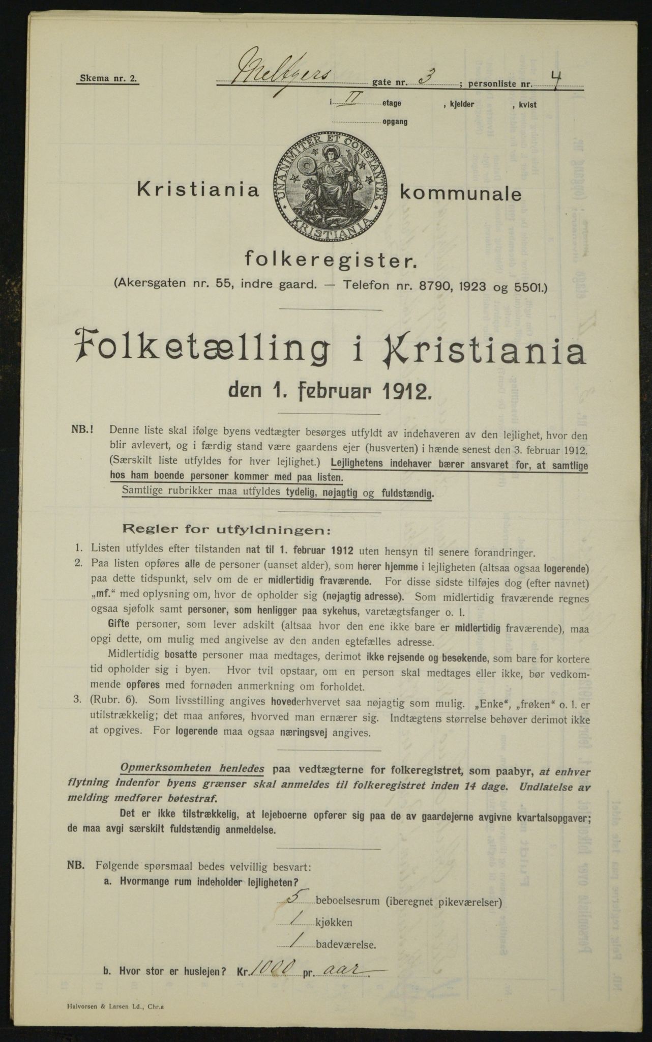 OBA, Municipal Census 1912 for Kristiania, 1912, p. 65672