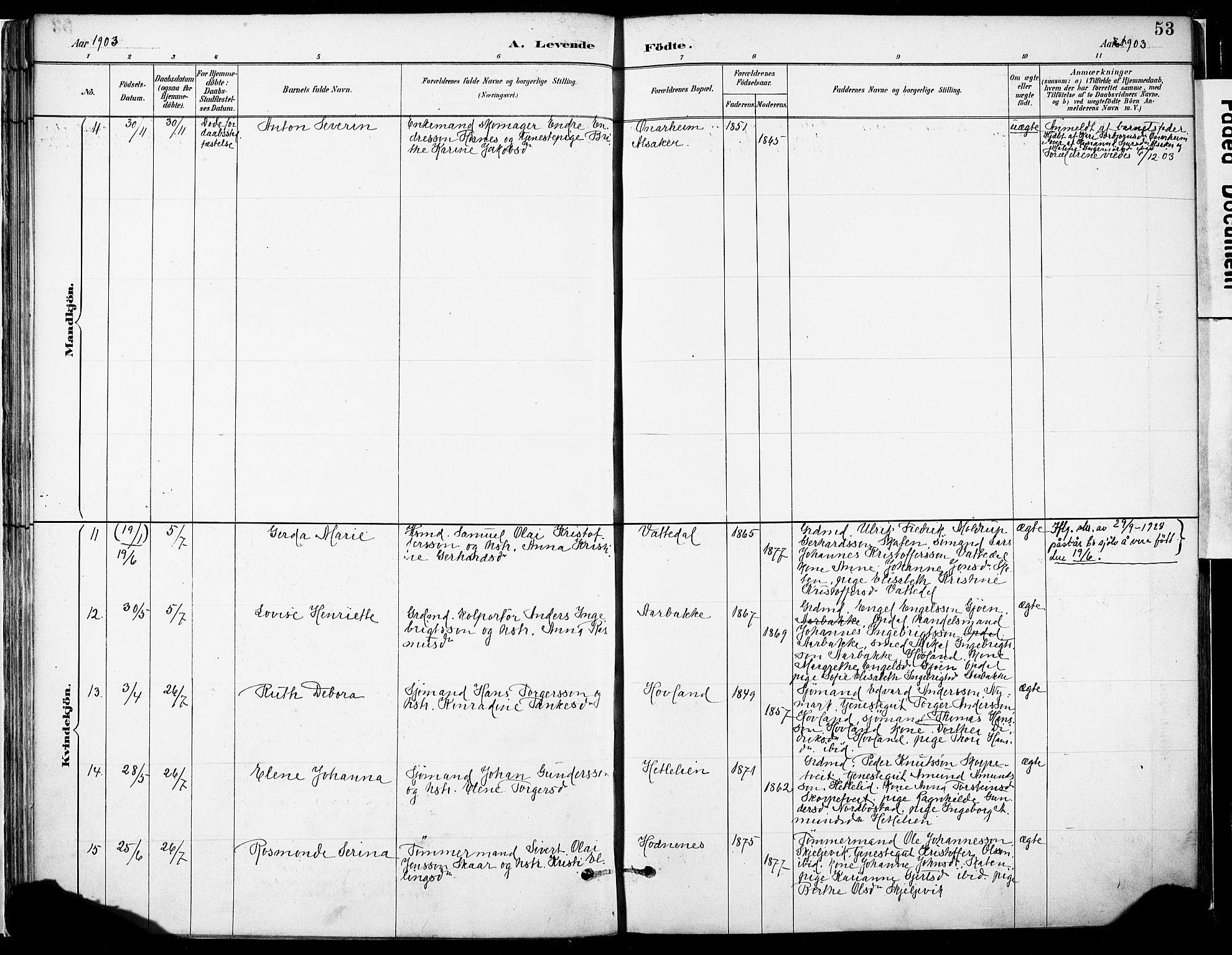 Tysnes sokneprestembete, AV/SAB-A-78601/H/Haa: Parish register (official) no. C 1, 1887-1912, p. 53