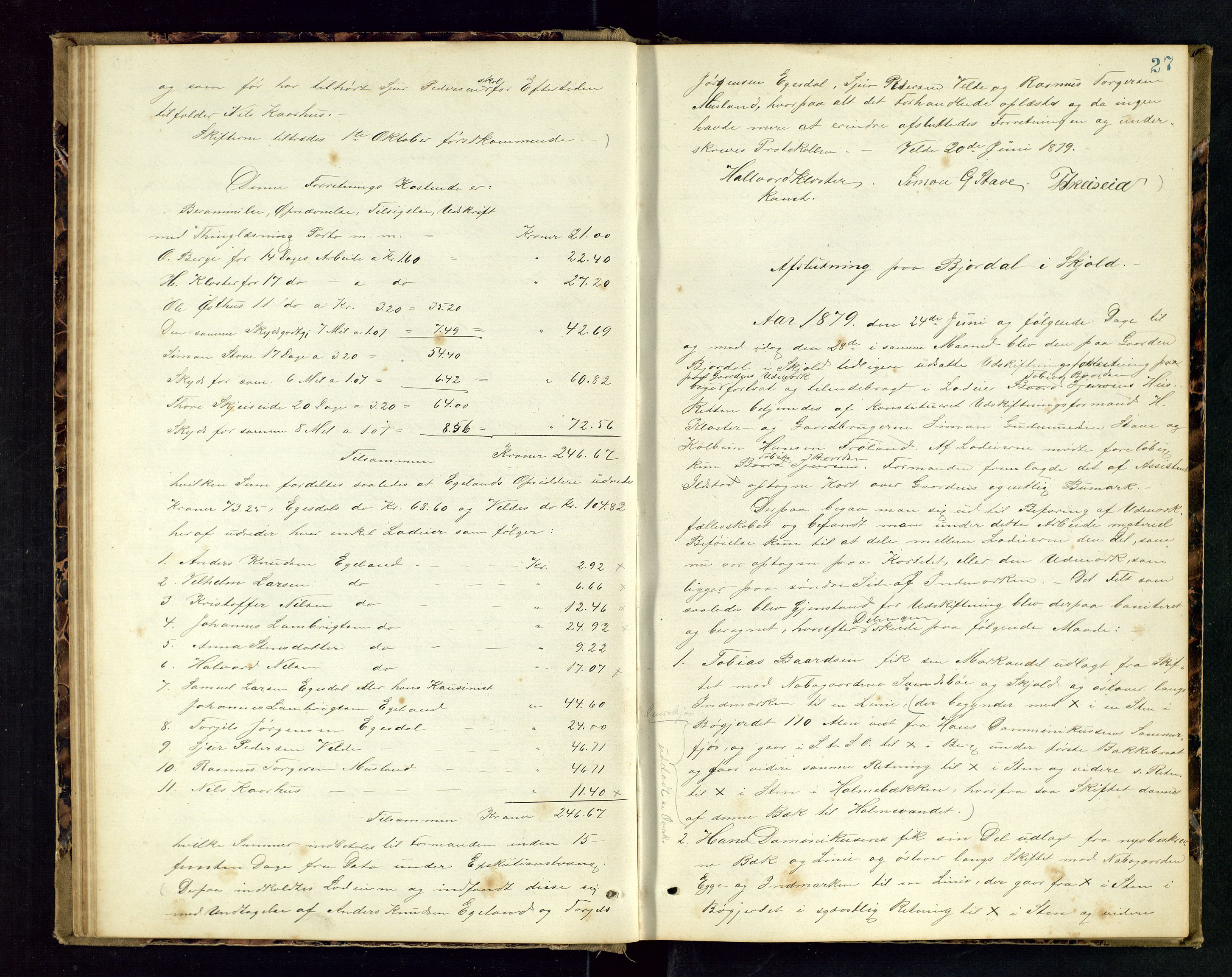 Rogaland jordskifterett, AV/SAST-A-102426/Oa/L0047: Forhandlingsprotokoll, 1879-1881, p. 27