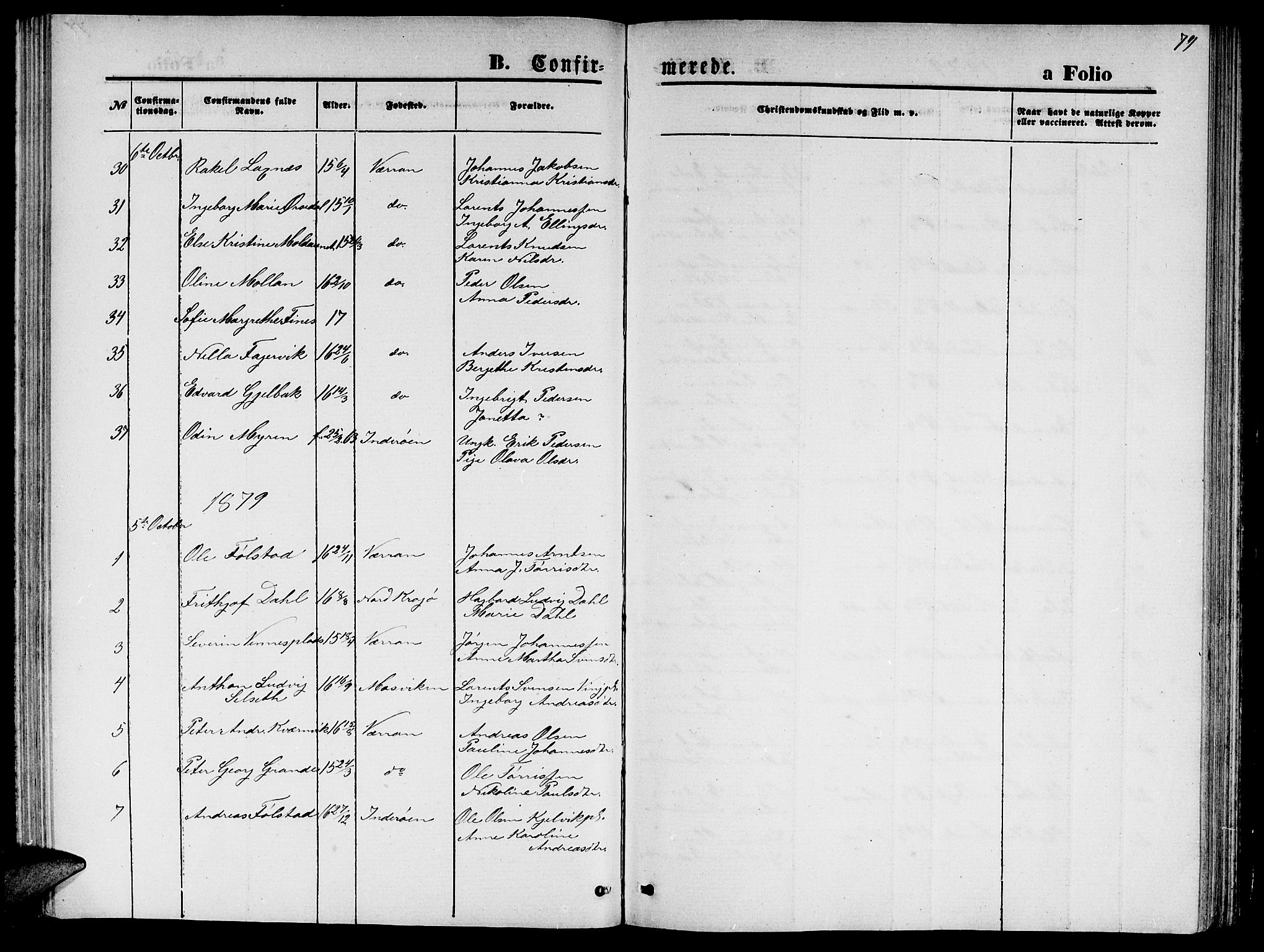 Ministerialprotokoller, klokkerbøker og fødselsregistre - Nord-Trøndelag, SAT/A-1458/744/L0422: Parish register (copy) no. 744C01, 1871-1885, p. 79