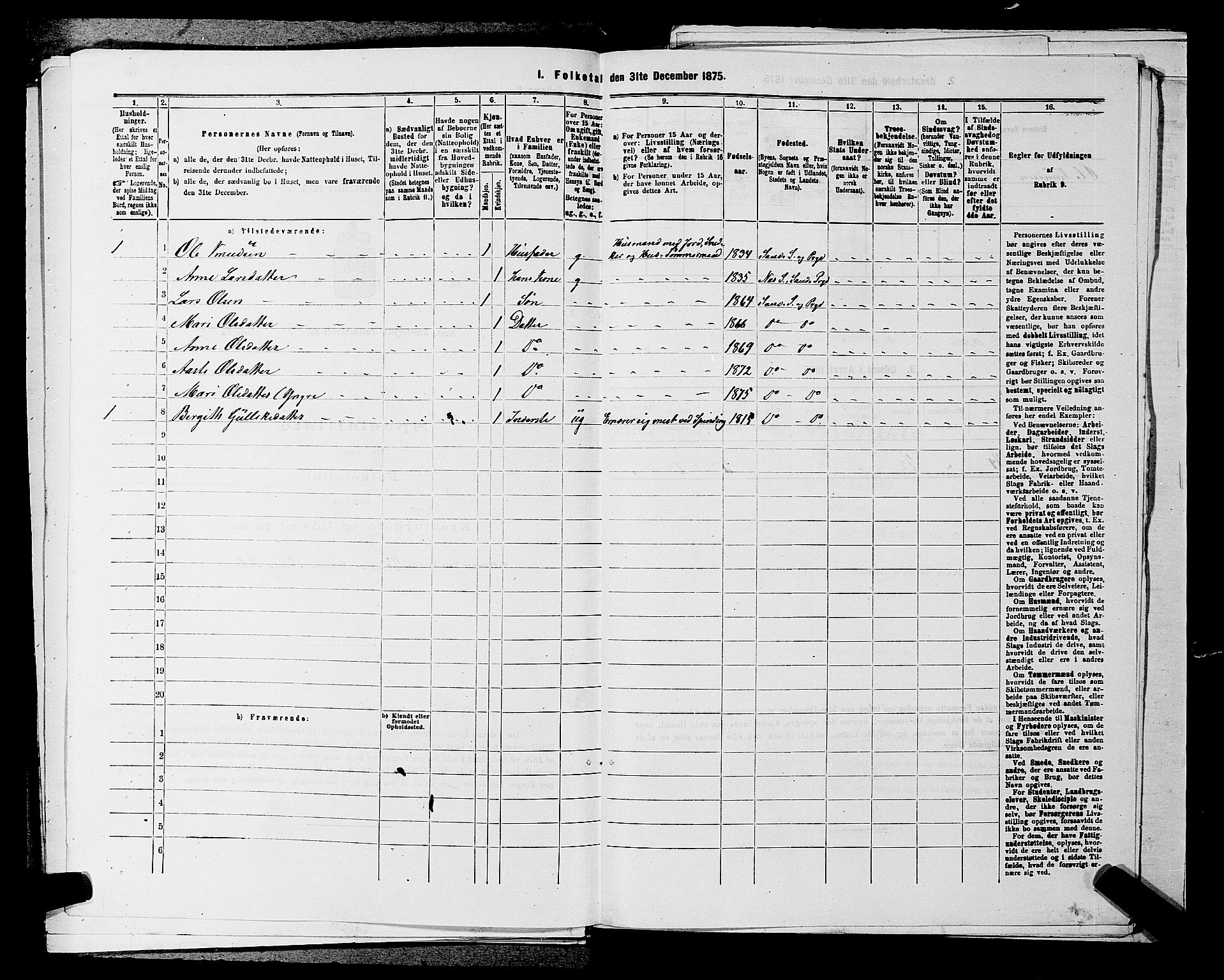 SAKO, 1875 census for 0822P Sauherad, 1875, p. 531