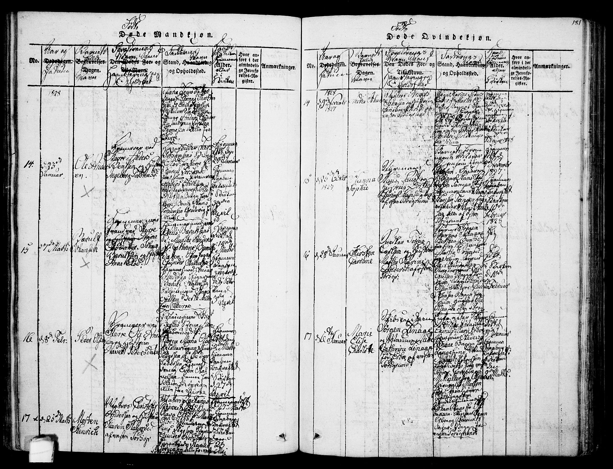 Porsgrunn kirkebøker , SAKO/A-104/F/Fa/L0004: Parish register (official) no. 4, 1814-1828, p. 181