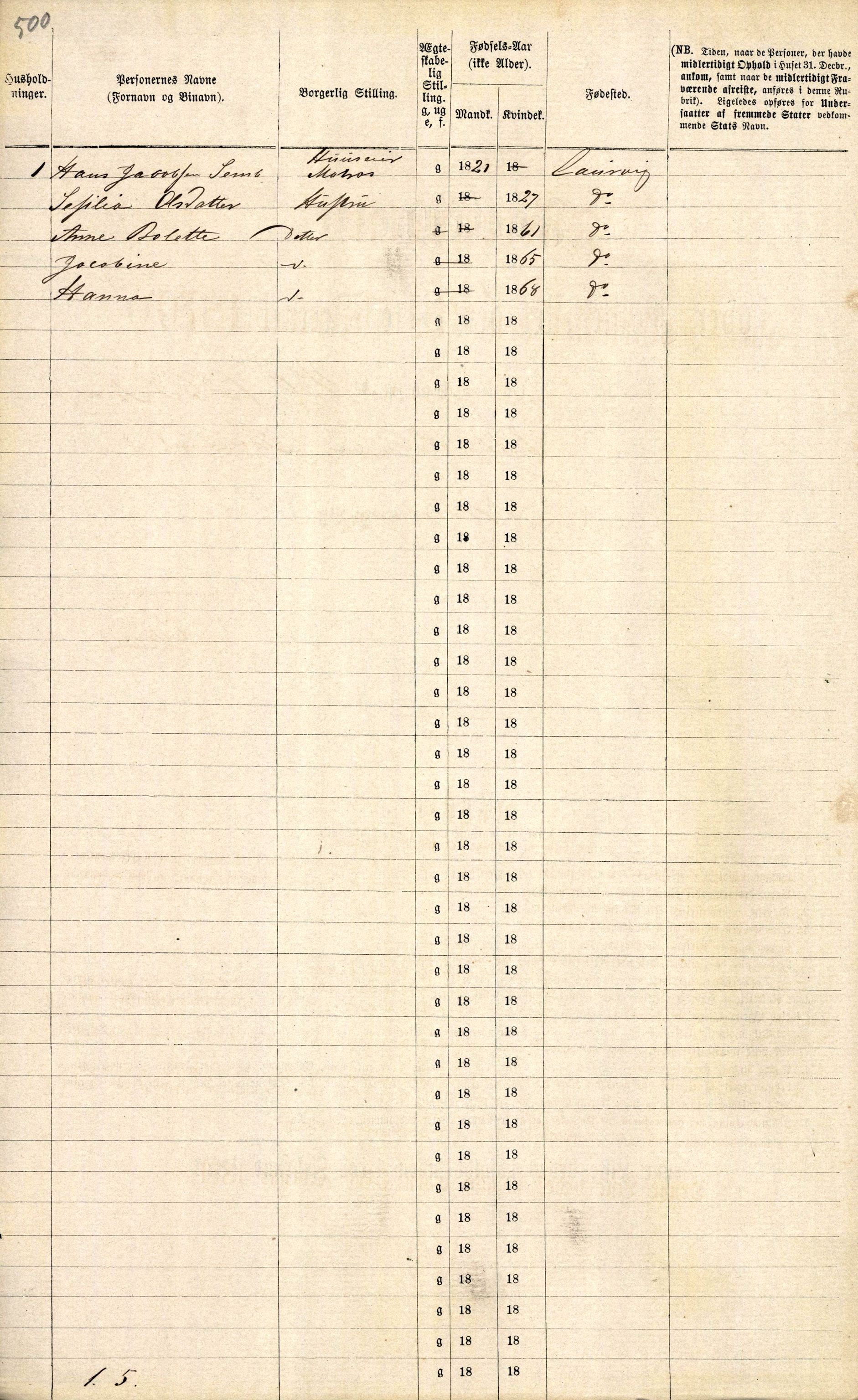 RA, 1870 census for 0707 Larvik, 1870, p. 1022