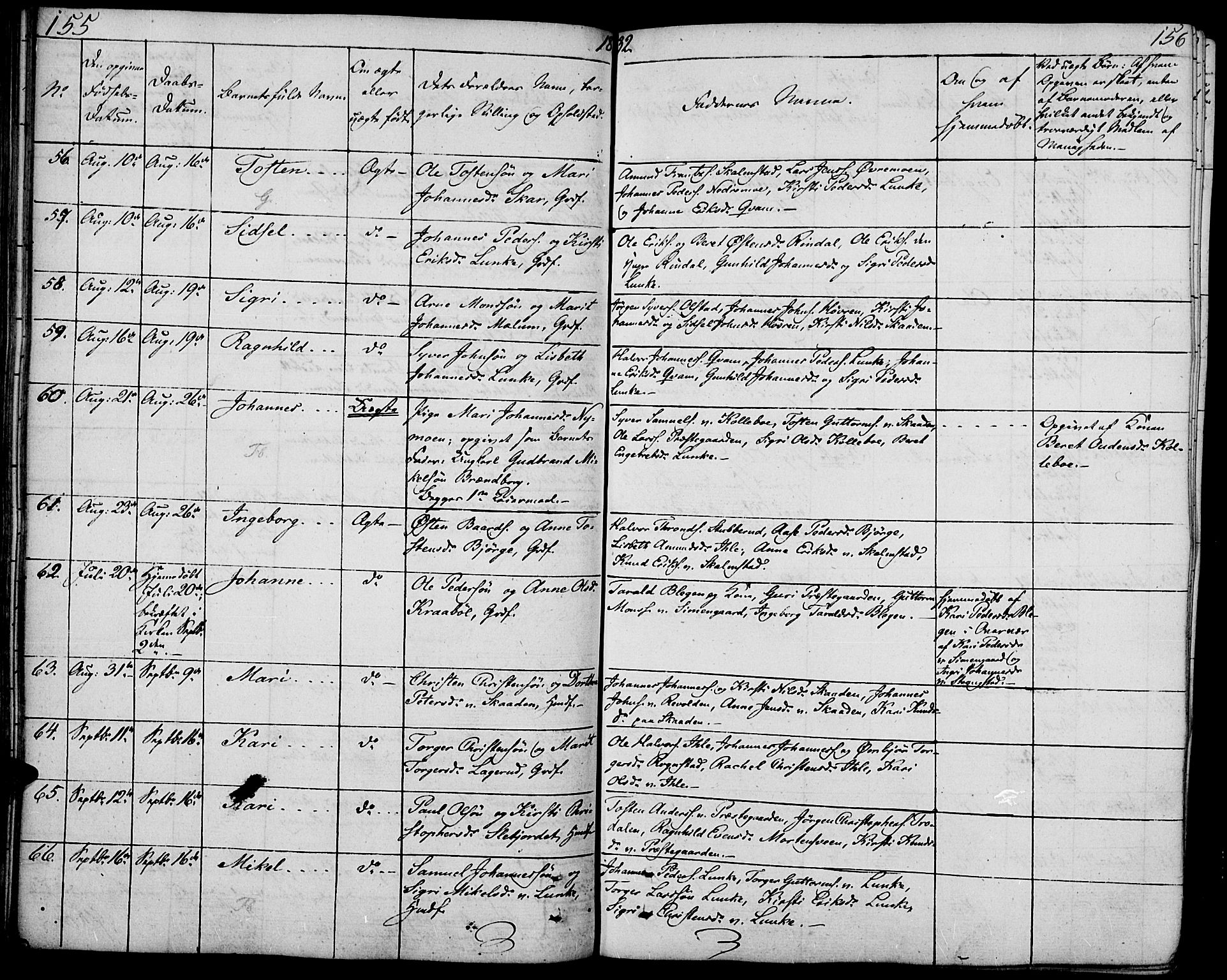 Øyer prestekontor, SAH/PREST-084/H/Ha/Haa/L0004: Parish register (official) no. 4, 1824-1841, p. 155-156