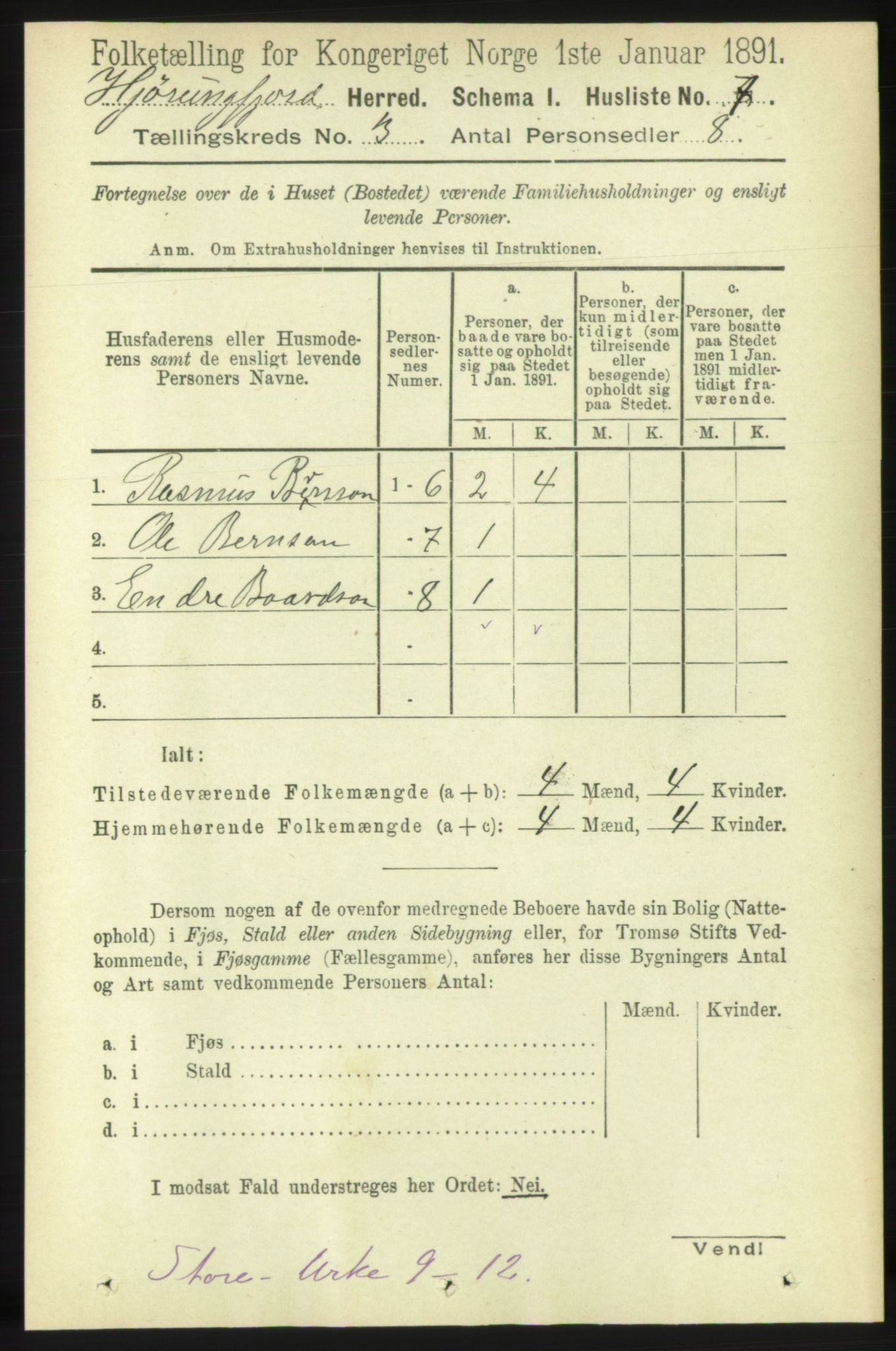 RA, 1891 census for 1522 Hjørundfjord, 1891, p. 442