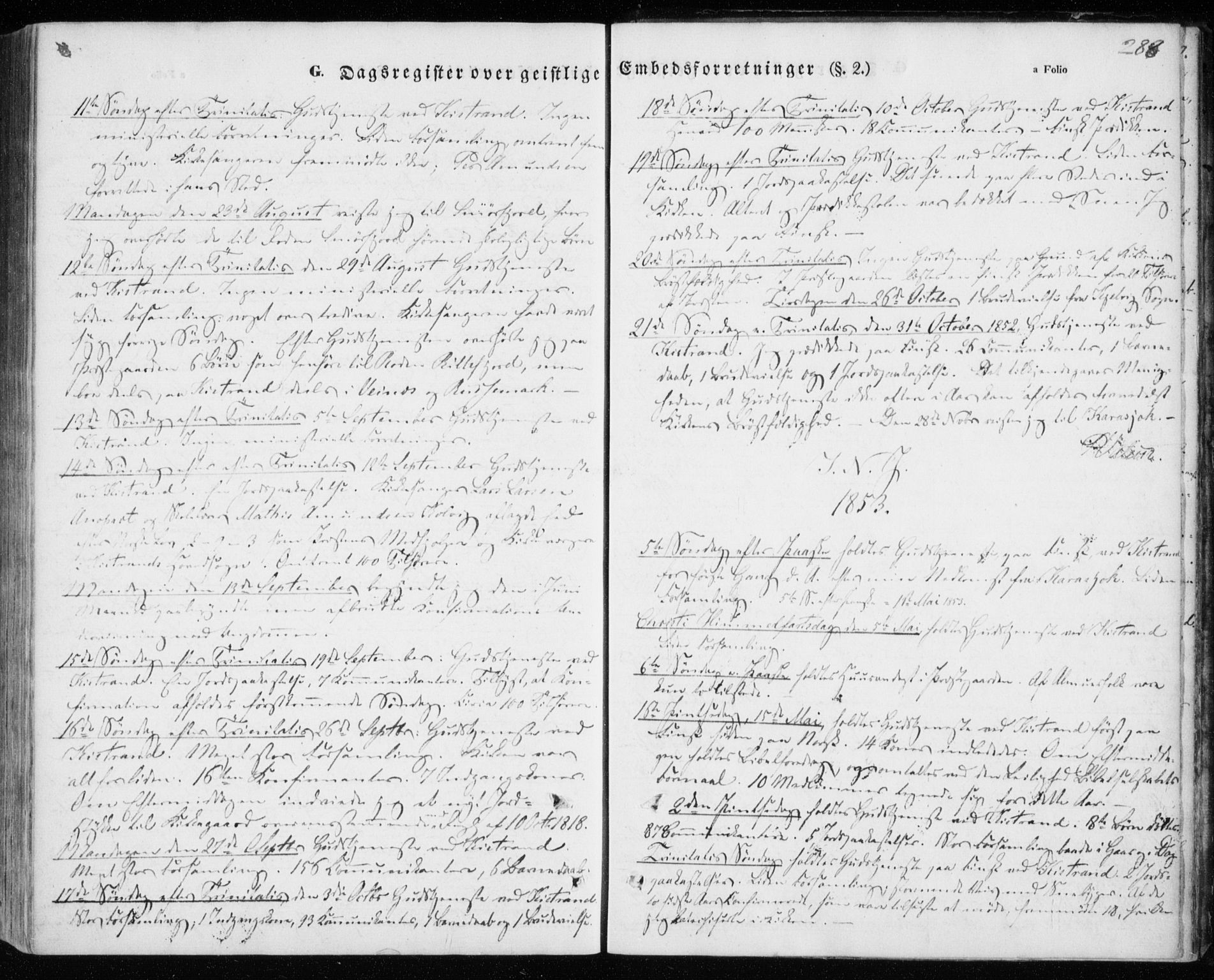 Kistrand/Porsanger sokneprestembete, AV/SATØ-S-1351/H/Ha/L0004.kirke: Parish register (official) no. 4, 1843-1860, p. 288