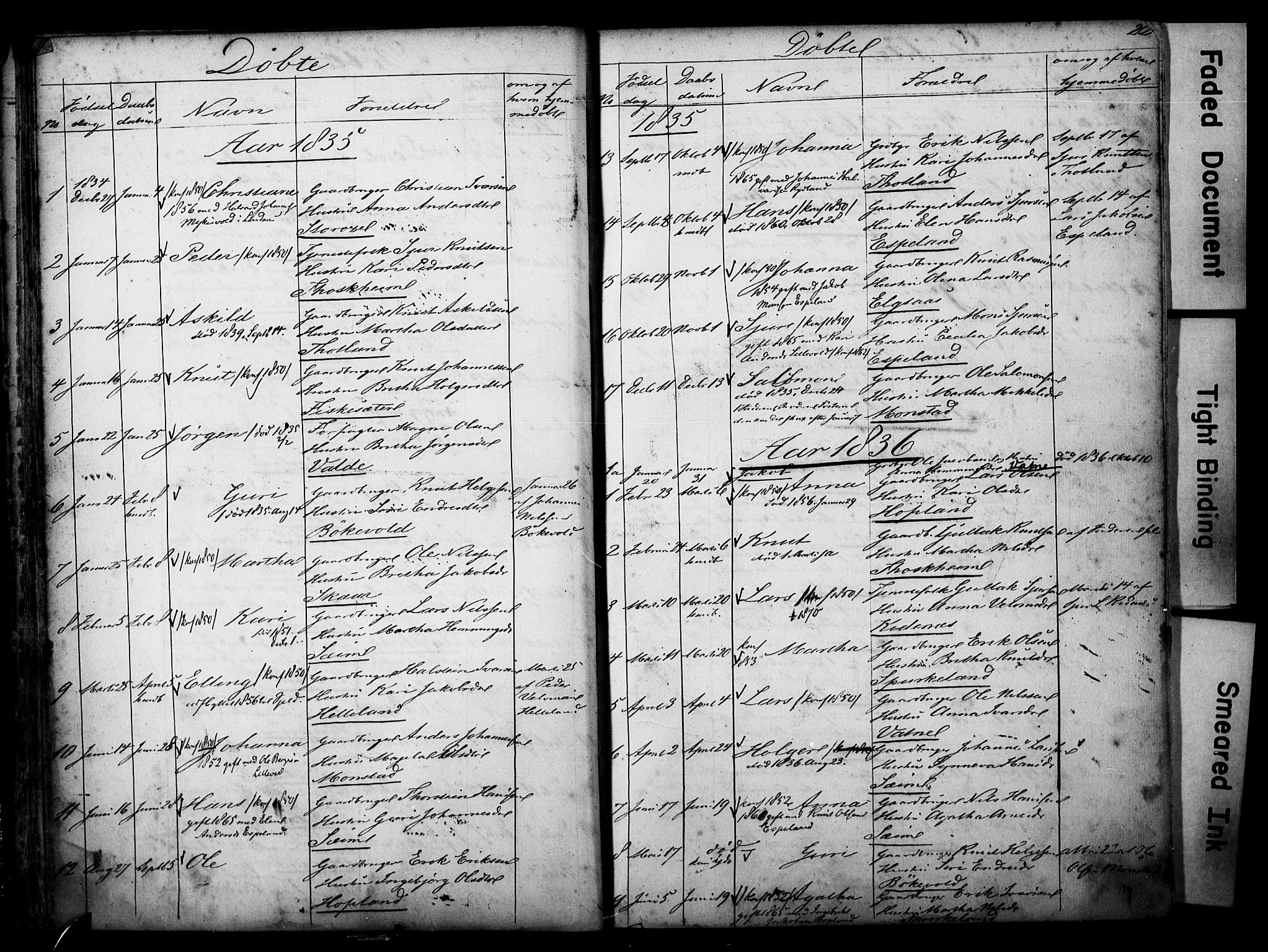 Alversund Sokneprestembete, SAB/A-73901/H/Ha/Hab: Parish register (copy) no. D 1, 1800-1870, p. 22