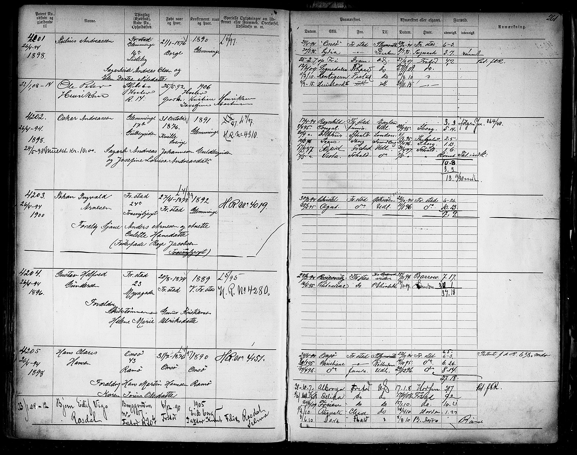 Fredrikstad mønstringskontor, AV/SAO-A-10569b/F/Fc/Fca/L0008: Annotasjonsrulle, 1898-1916, p. 43