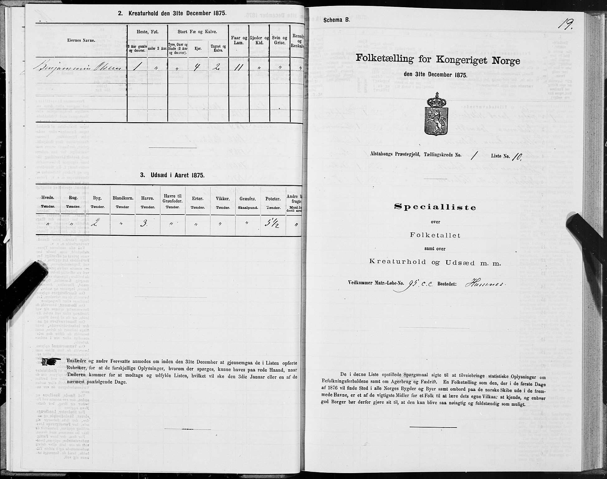 SAT, 1875 census for 1820P Alstahaug, 1875, p. 1019