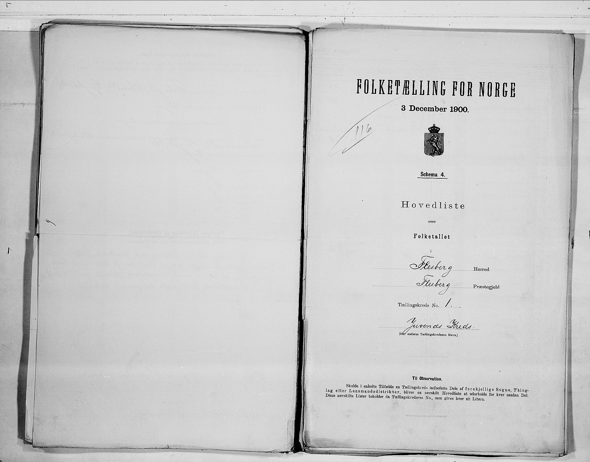 RA, 1900 census for Flesberg, 1900, p. 4