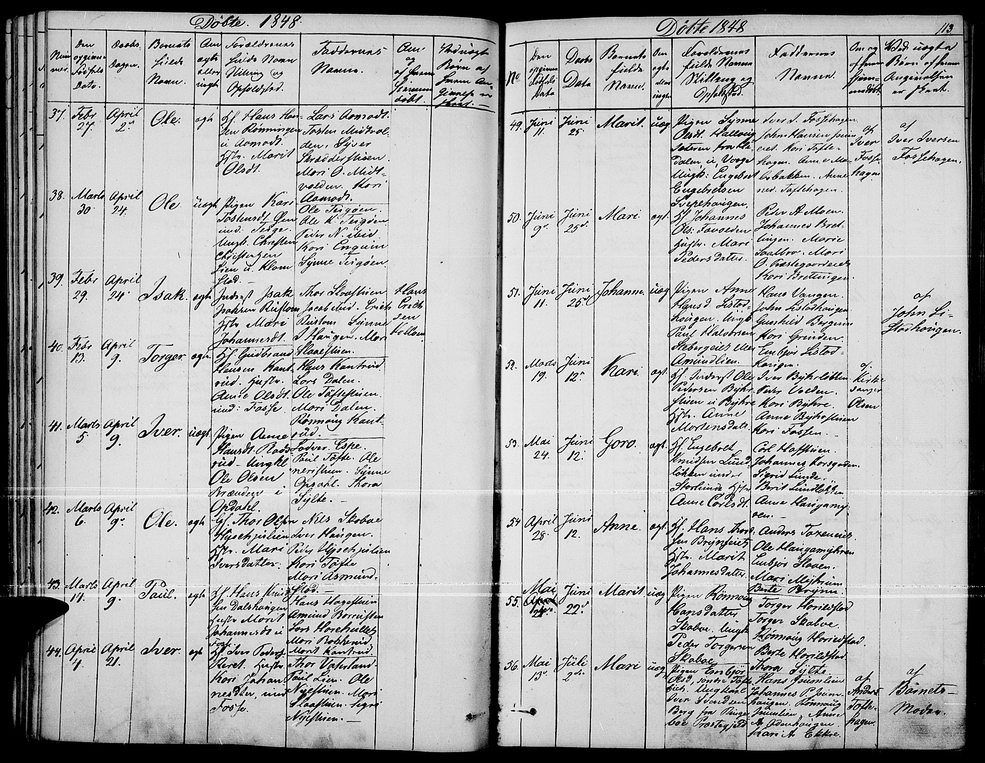 Fron prestekontor, AV/SAH-PREST-078/H/Ha/Haa/L0004: Parish register (official) no. 4, 1839-1848, p. 113