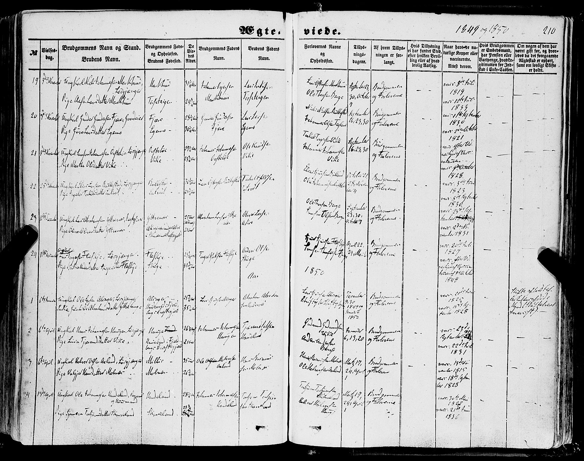 Skånevik sokneprestembete, SAB/A-77801/H/Haa: Parish register (official) no. A 5I, 1848-1869, p. 210