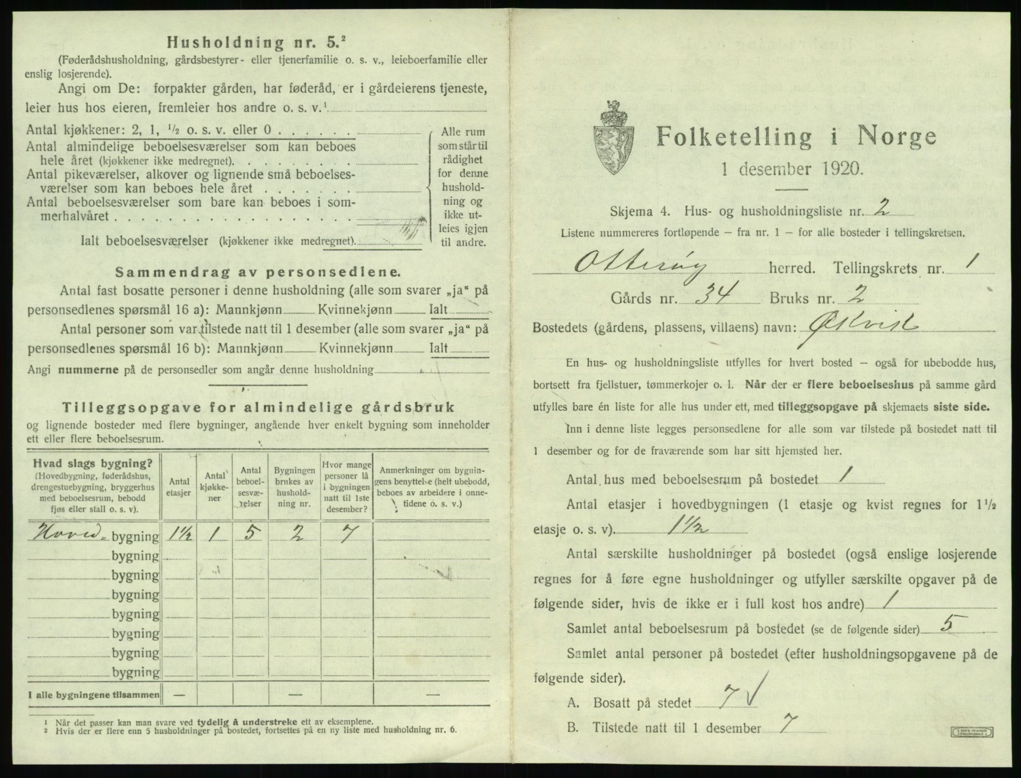 SAT, 1920 census for Otterøy, 1920, p. 45