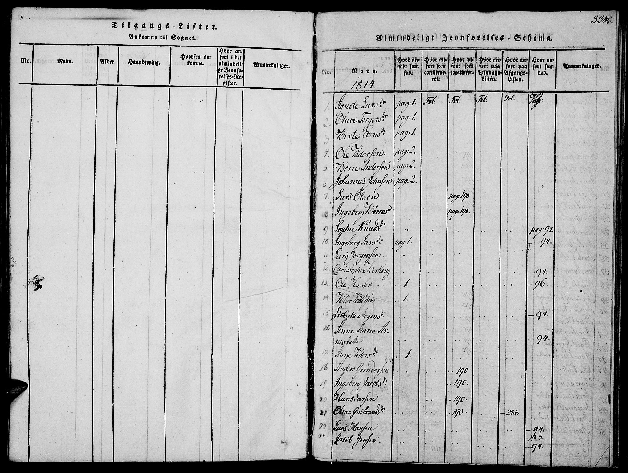 Biri prestekontor, SAH/PREST-096/H/Ha/Haa/L0003: Parish register (official) no. 3, 1814-1828, p. 334