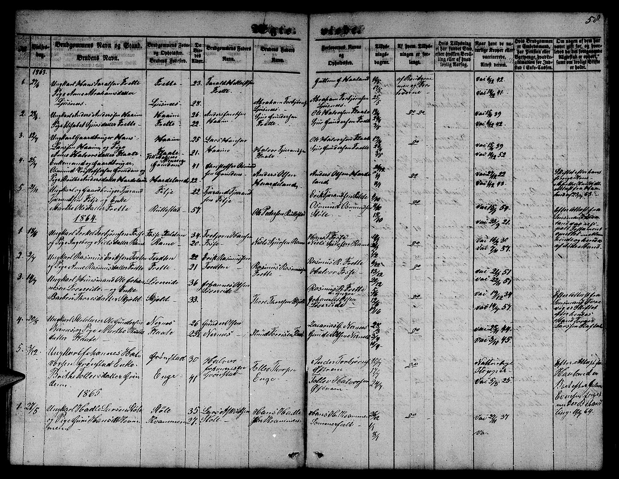 Etne sokneprestembete, SAB/A-75001/H/Hab: Parish register (copy) no. C 2, 1851-1865, p. 58