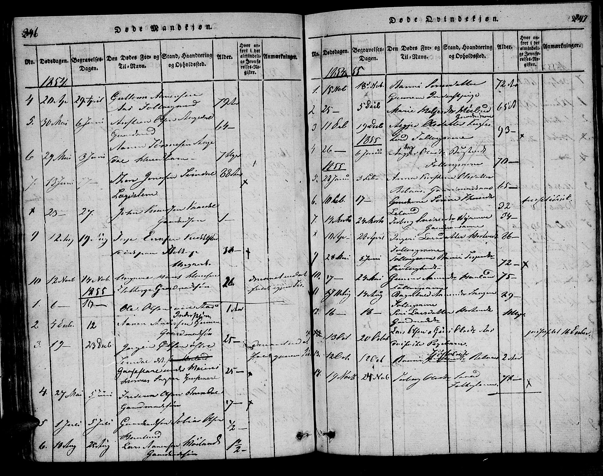 Bjelland sokneprestkontor, AV/SAK-1111-0005/F/Fa/Fac/L0001: Parish register (official) no. A 1, 1815-1866, p. 246-247