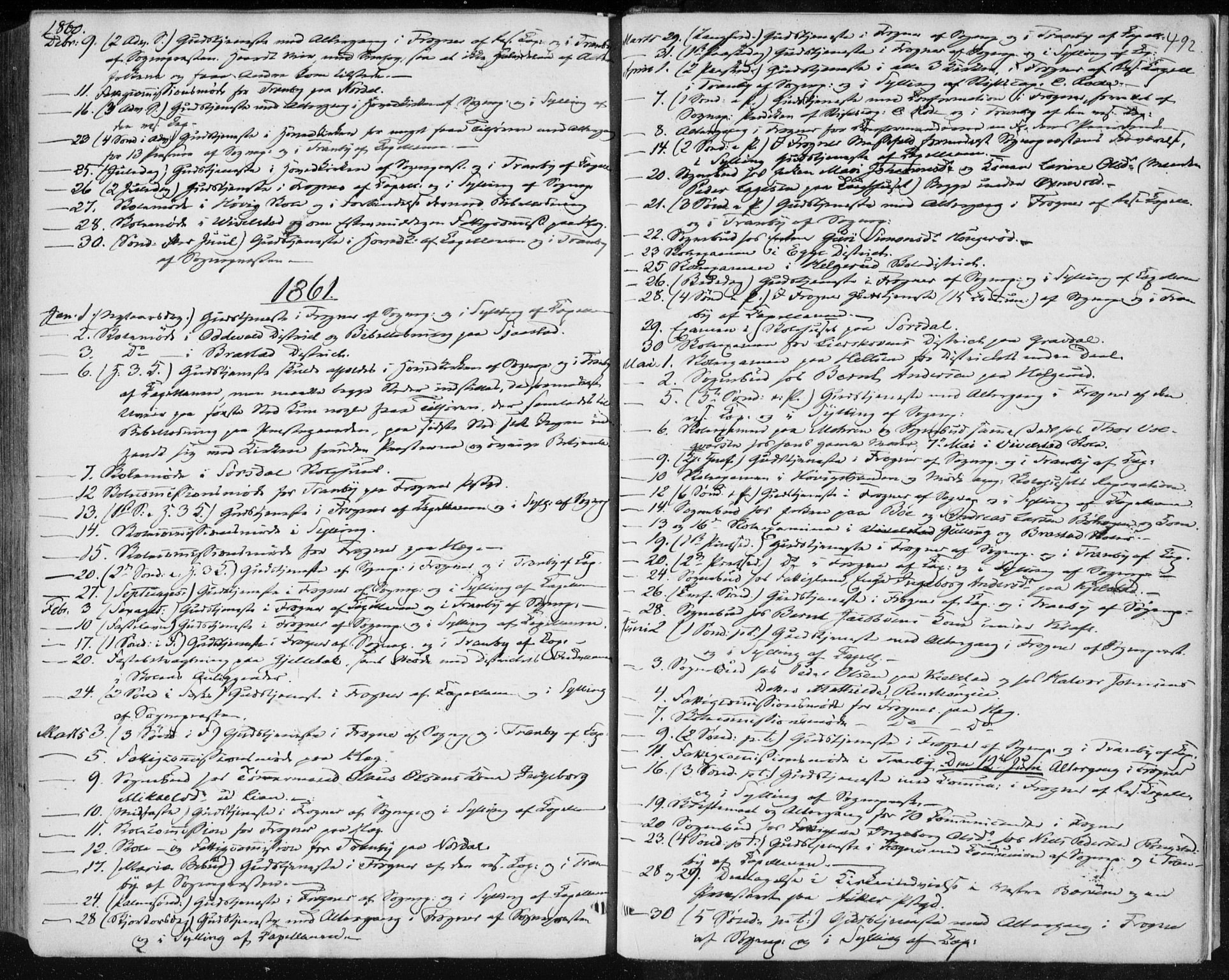 Lier kirkebøker, AV/SAKO-A-230/F/Fa/L0012: Parish register (official) no. I 12, 1854-1864, p. 492