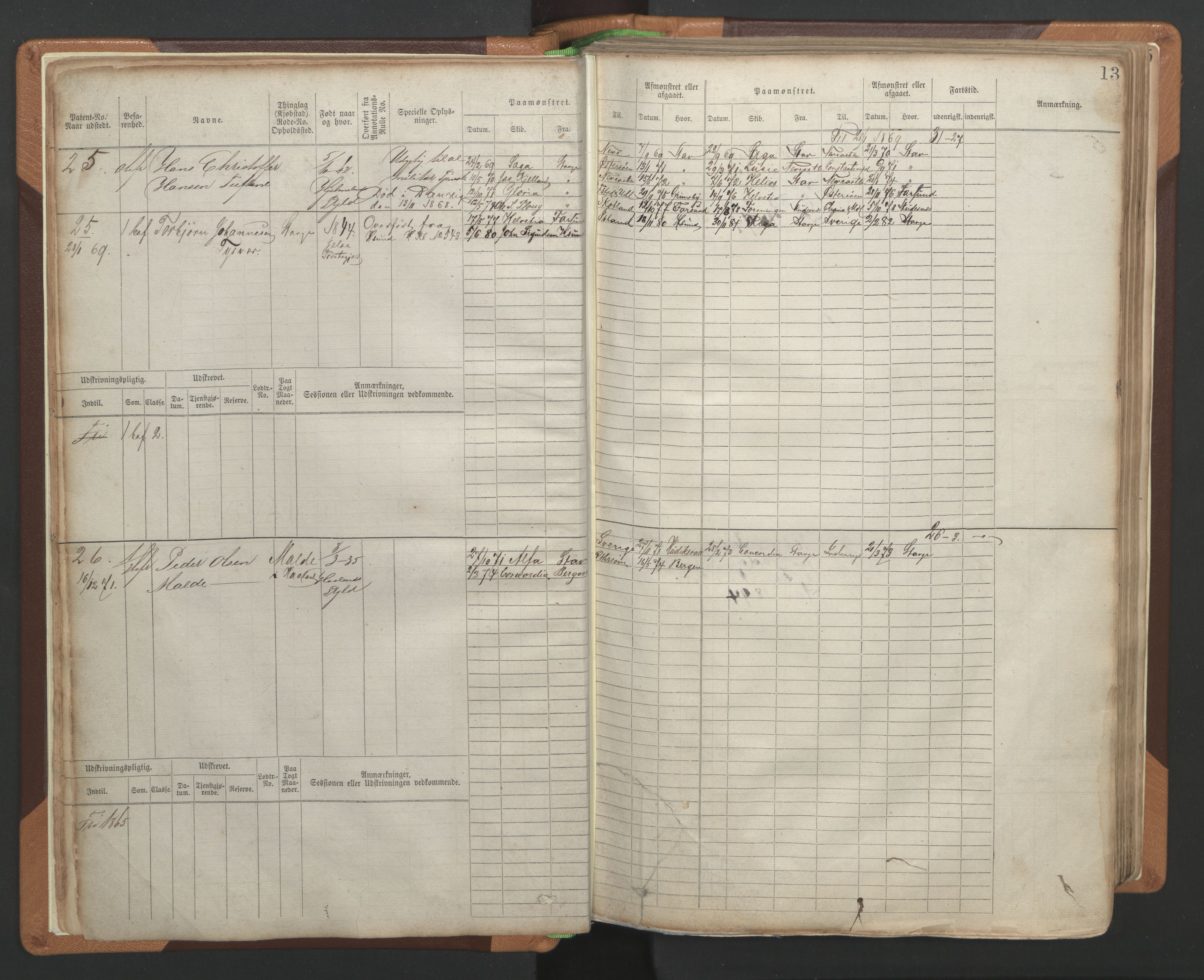 Stavanger sjømannskontor, AV/SAST-A-102006/F/Fb/Fbb/L0004: Sjøfartshovedrulle, patentnr. 1-792 (del 1), 1869-1880, p. 17