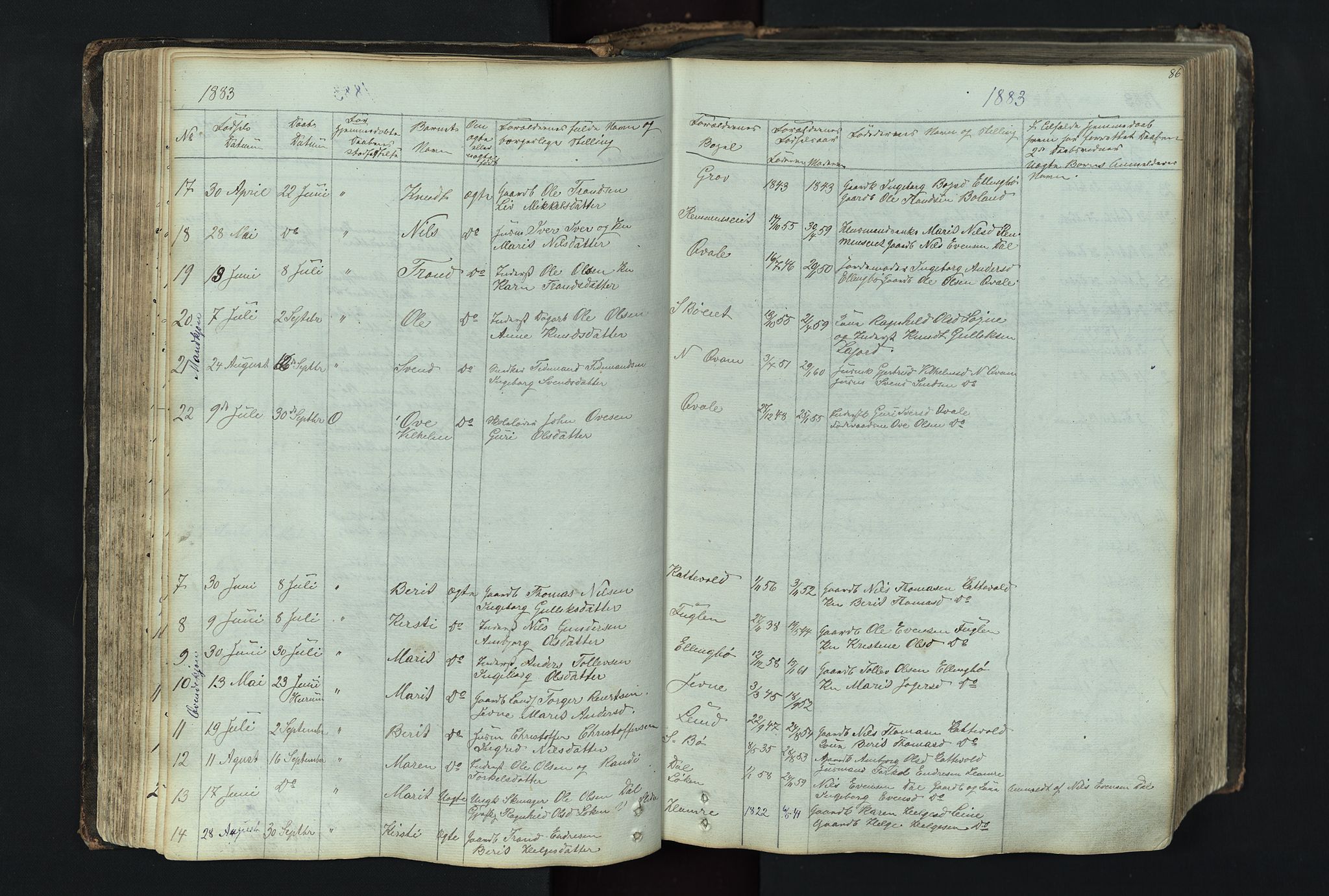 Vang prestekontor, Valdres, SAH/PREST-140/H/Hb/L0004: Parish register (copy) no. 4, 1835-1892, p. 86