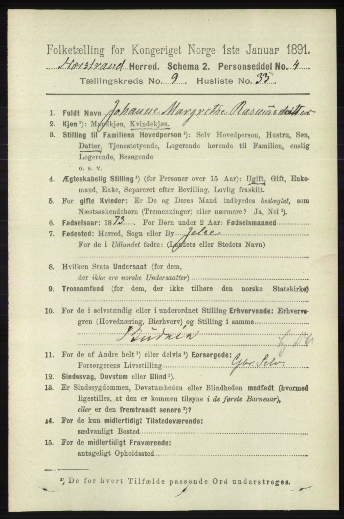 RA, 1891 census for 1139 Nedstrand, 1891, p. 1821