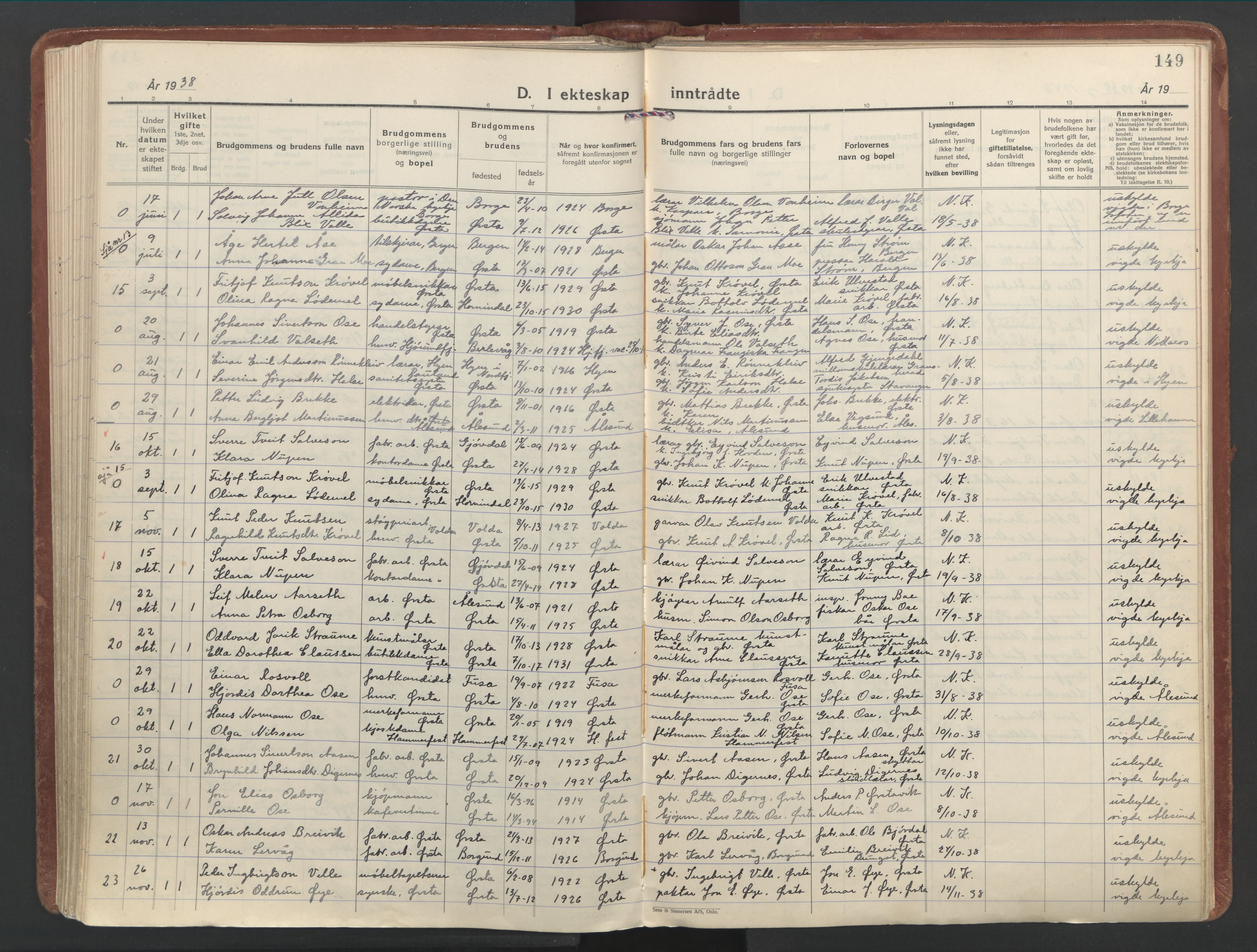 Ministerialprotokoller, klokkerbøker og fødselsregistre - Møre og Romsdal, AV/SAT-A-1454/513/L0181: Parish register (official) no. 513A08, 1930-1943, p. 149