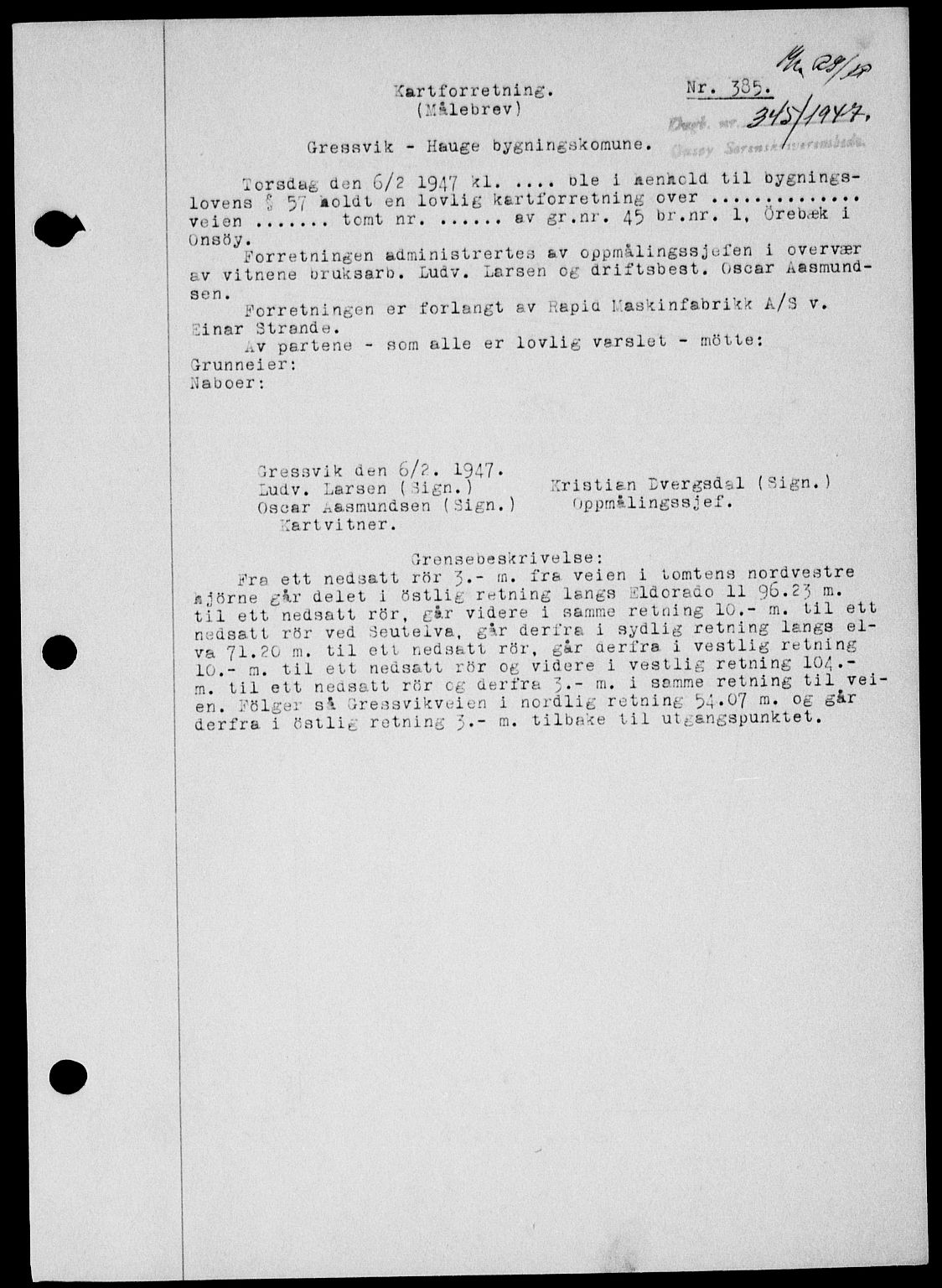 Onsøy sorenskriveri, SAO/A-10474/G/Ga/Gab/L0018: Mortgage book no. II A-18, 1946-1947, Diary no: : 345/1947