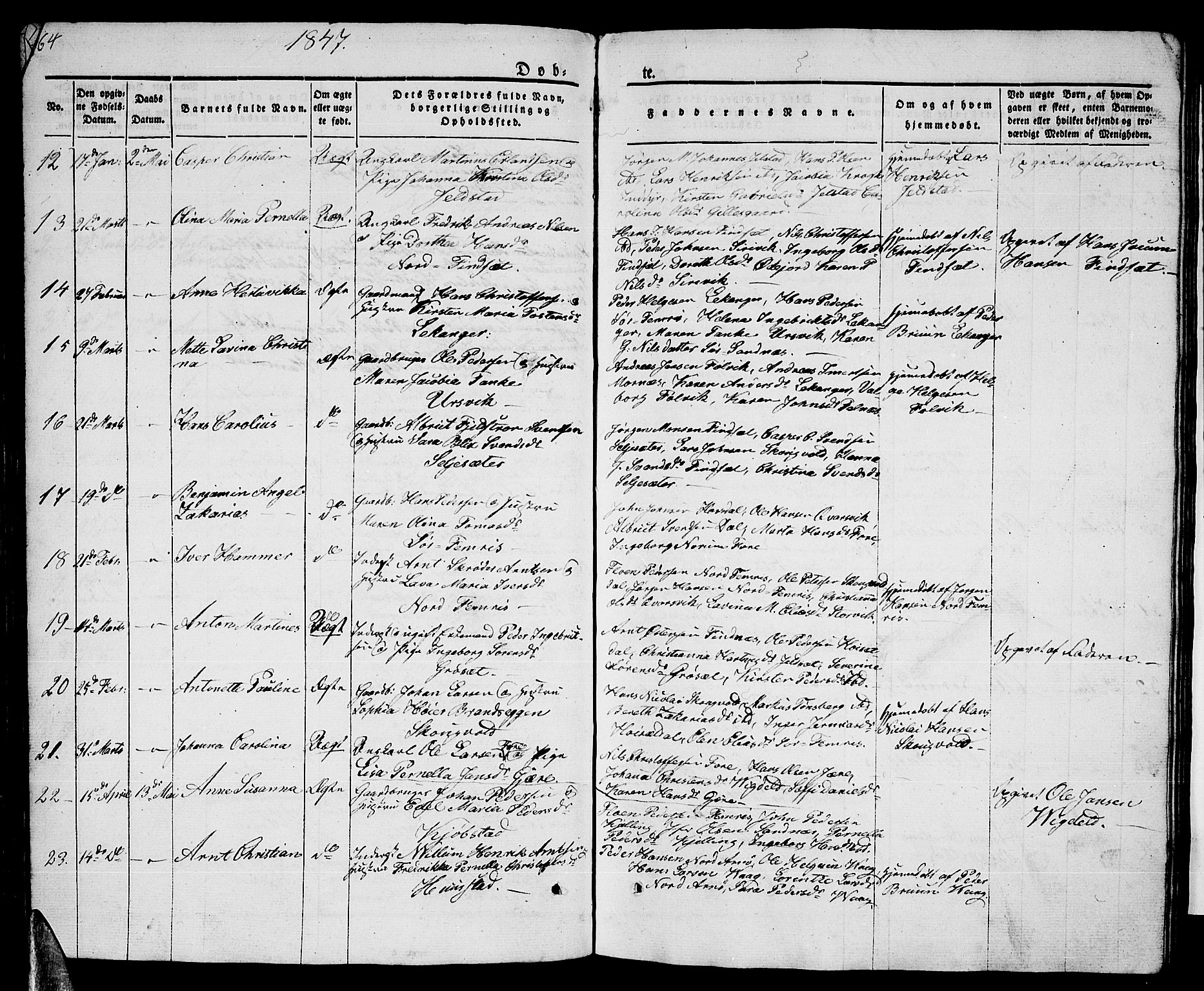 Ministerialprotokoller, klokkerbøker og fødselsregistre - Nordland, AV/SAT-A-1459/805/L0106: Parish register (copy) no. 805C02, 1841-1861, p. 64