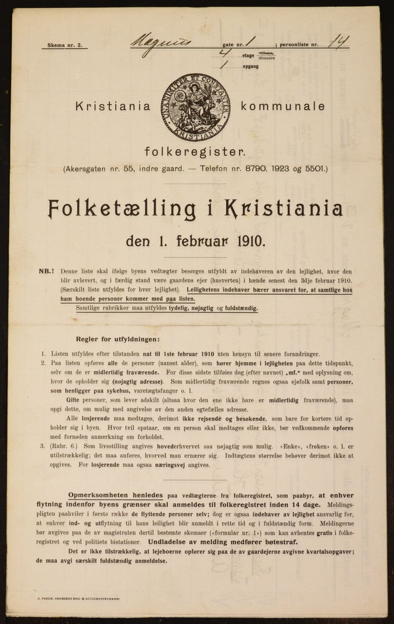 OBA, Municipal Census 1910 for Kristiania, 1910, p. 57219