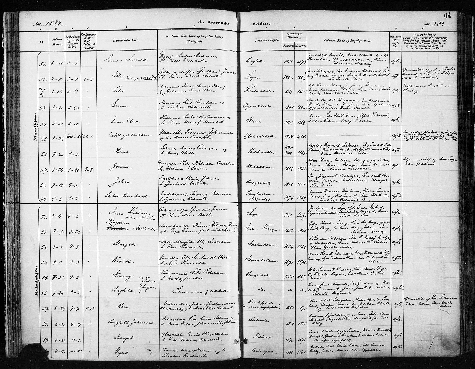 Jevnaker prestekontor, AV/SAH-PREST-116/H/Ha/Haa/L0009: Parish register (official) no. 9, 1891-1901, p. 64