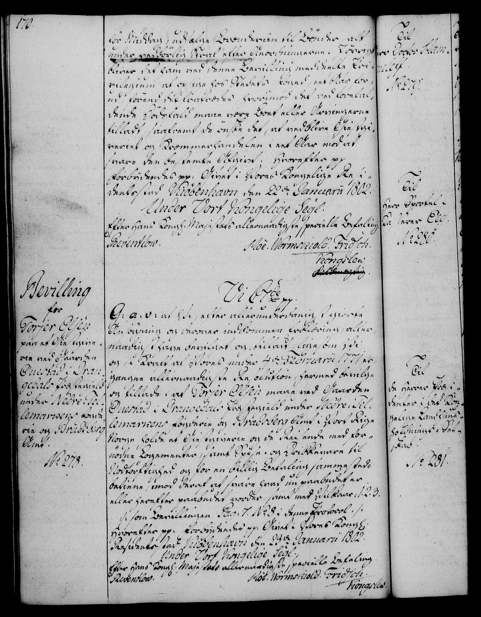 Rentekammeret, Kammerkanselliet, RA/EA-3111/G/Gg/Gga/L0017: Norsk ekspedisjonsprotokoll med register (merket RK 53.17), 1801-1803, p. 170