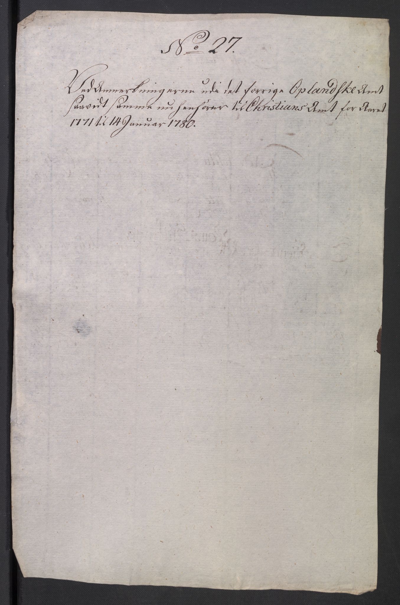 Rentekammeret inntil 1814, Reviderte regnskaper, Mindre regnskaper, AV/RA-EA-4068/Rb/L0014: Opplands amt, 1771-1779, p. 880