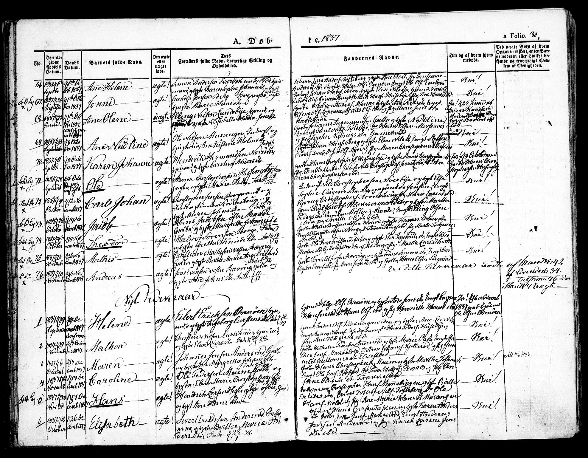 Råde prestekontor kirkebøker, SAO/A-2009/F/Fa/L0005: Parish register (official) no. 5, 1830-1853, p. 30