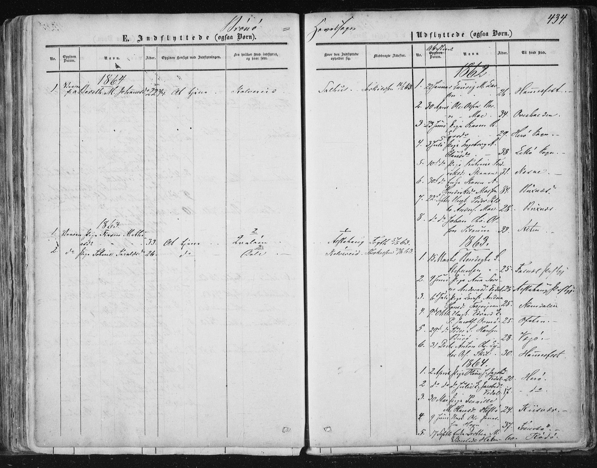 Ministerialprotokoller, klokkerbøker og fødselsregistre - Nordland, AV/SAT-A-1459/813/L0198: Parish register (official) no. 813A08, 1834-1874, p. 434