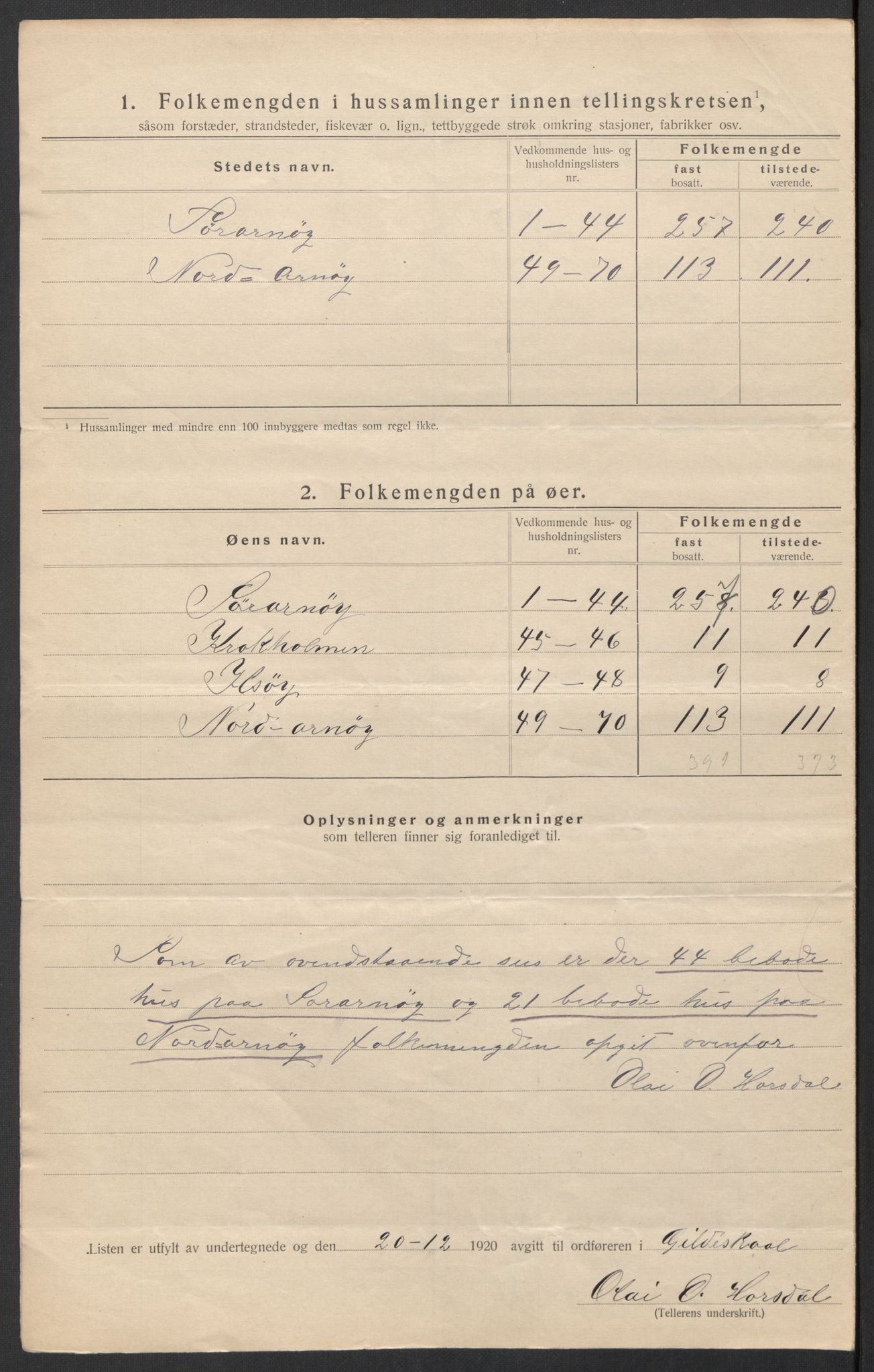 SAT, 1920 census for Gildeskål, 1920, p. 51