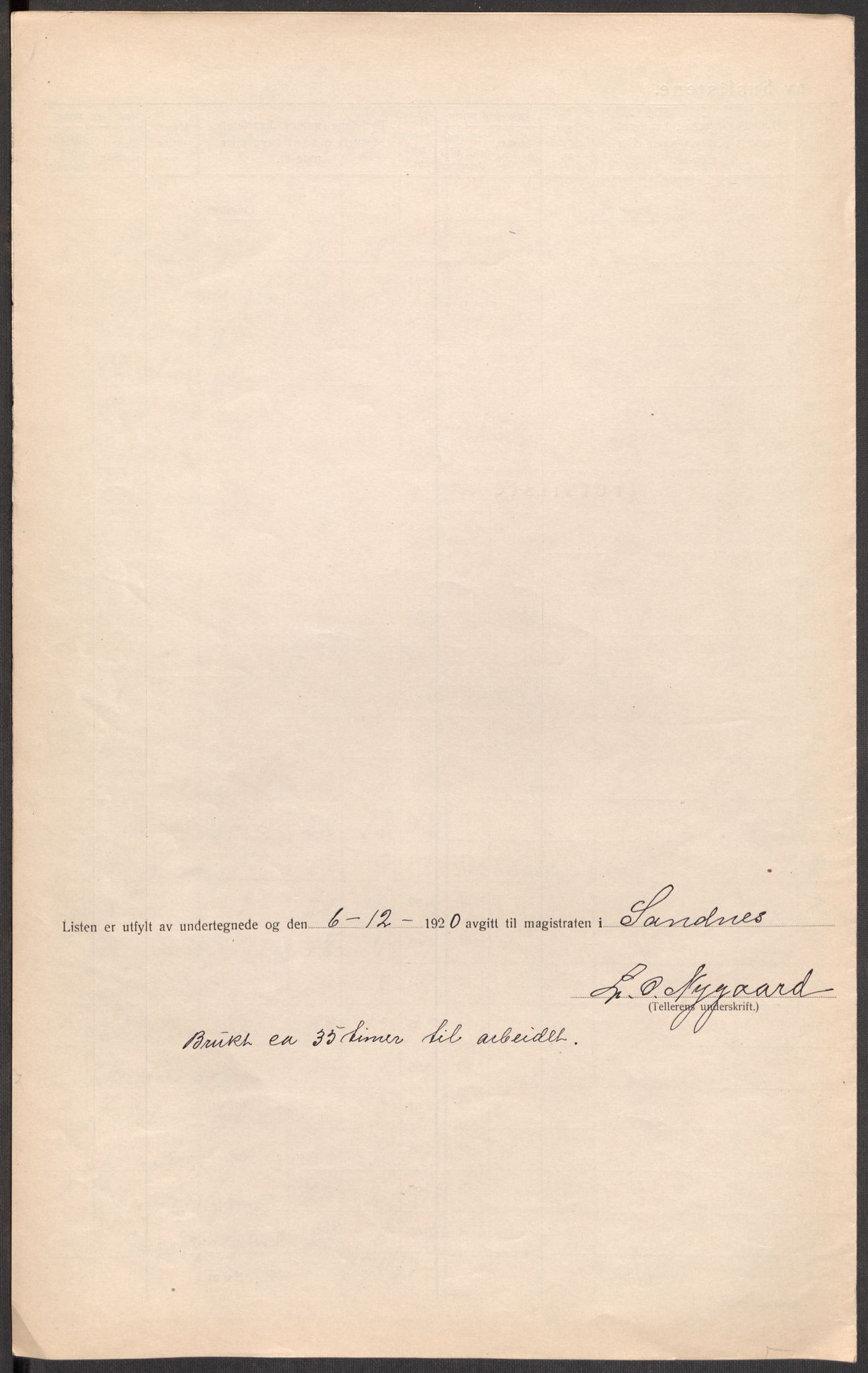 SAST, 1920 census for Sandnes, 1920, p. 35