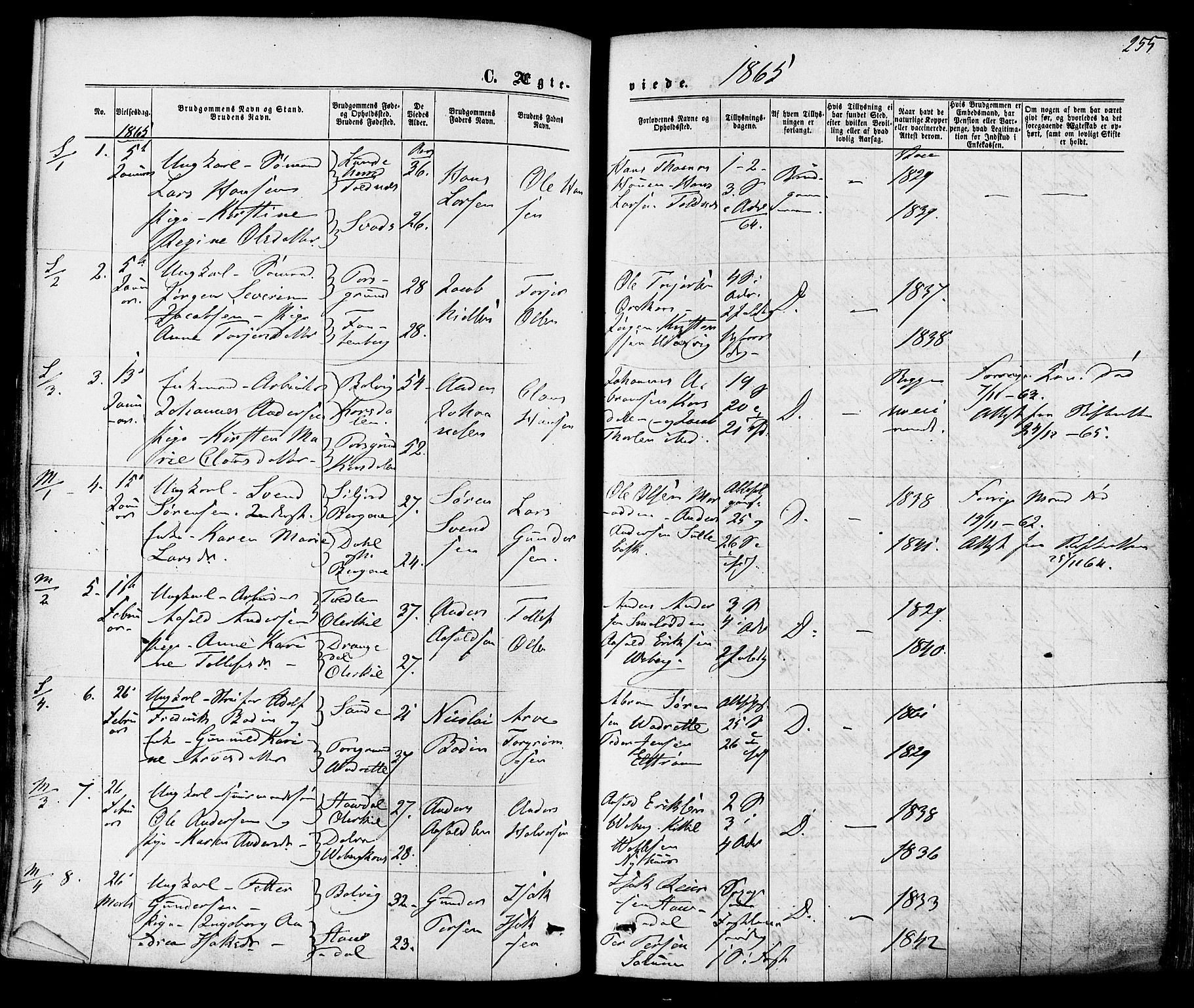 Solum kirkebøker, SAKO/A-306/F/Fa/L0008: Parish register (official) no. I 8, 1865-1876, p. 255
