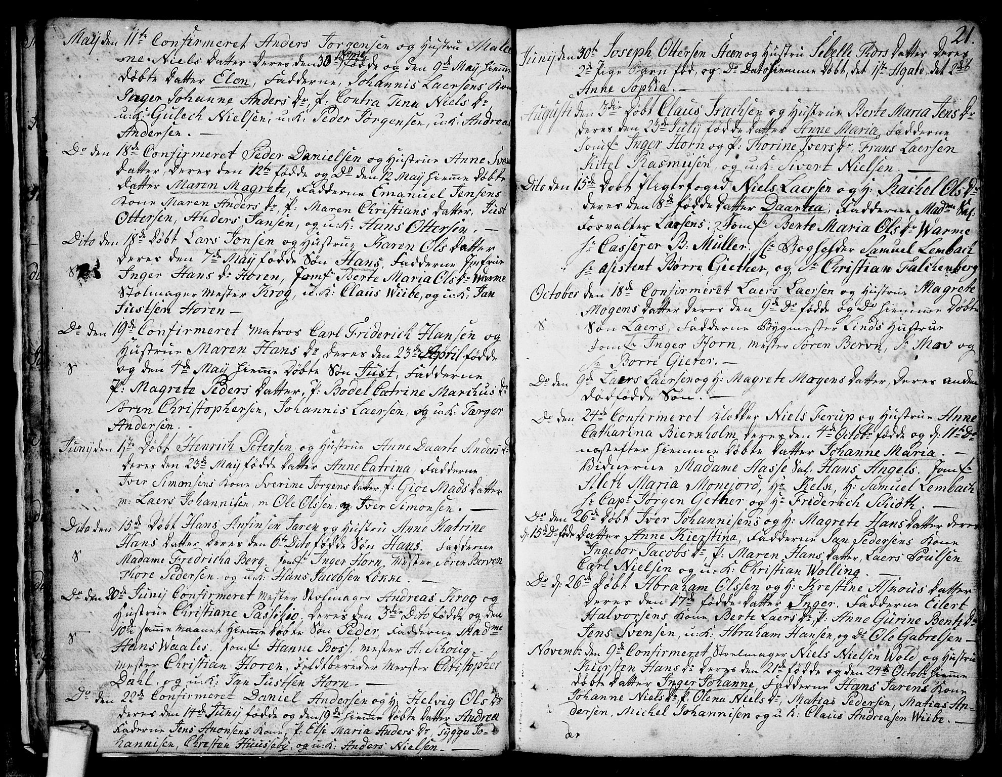 Larvik kirkebøker, SAKO/A-352/F/Fb/L0001: Parish register (official) no. II 1, 1779-1817, p. 21