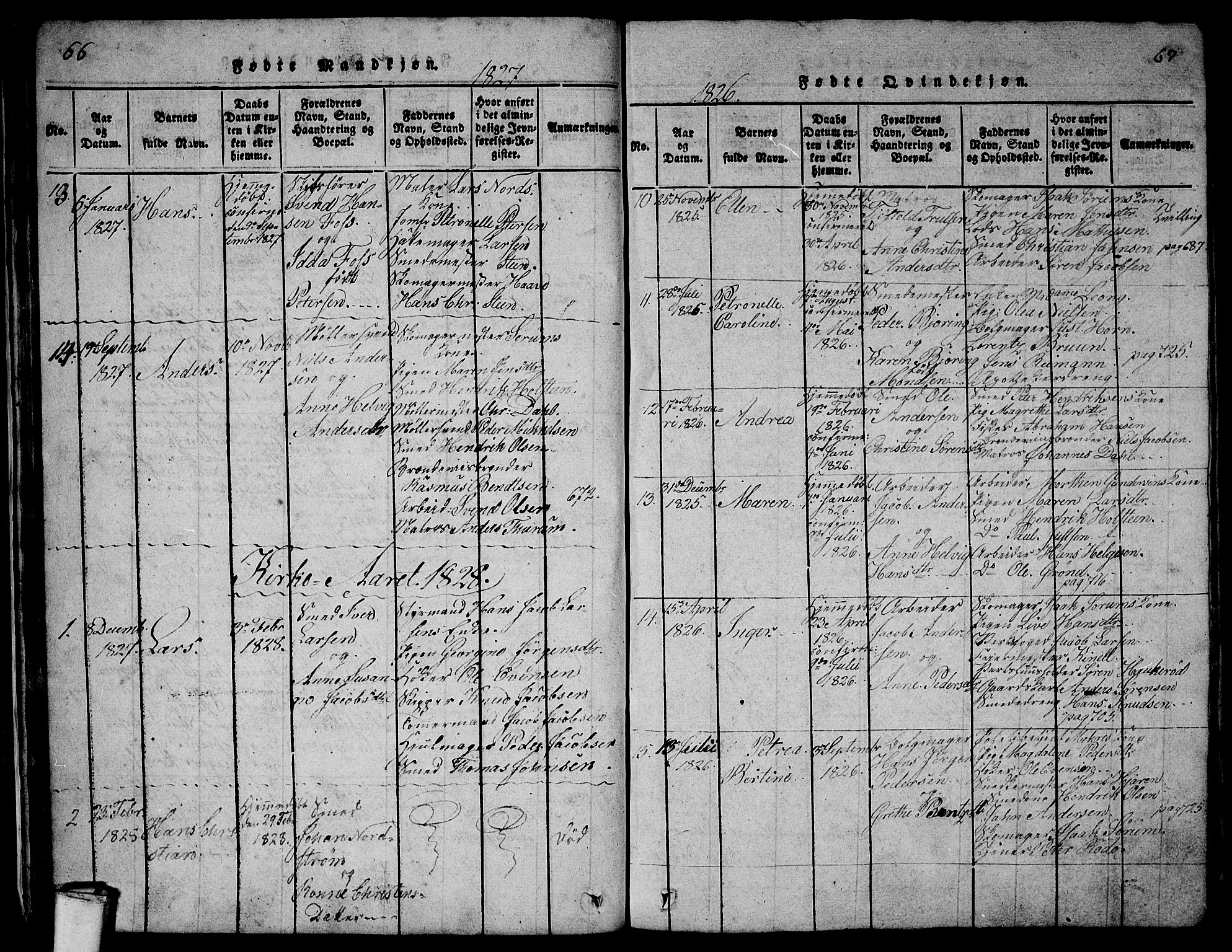 Larvik kirkebøker, AV/SAKO-A-352/G/Gb/L0001: Parish register (copy) no. II 1, 1818-1843, p. 66-67