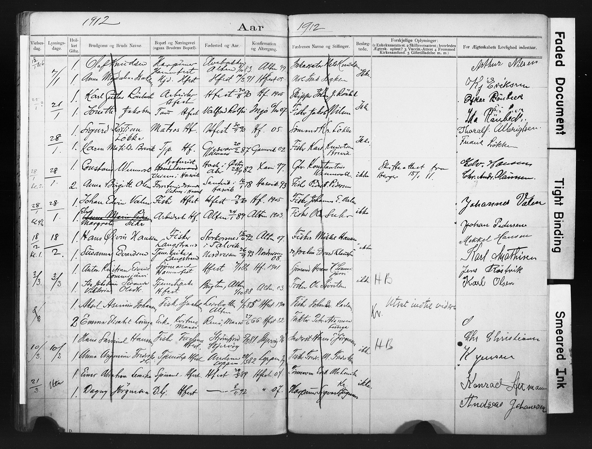 Hammerfest sokneprestkontor, SATØ/S-1347/I/Ib/L0071: Banns register no. 71, 1899-1912
