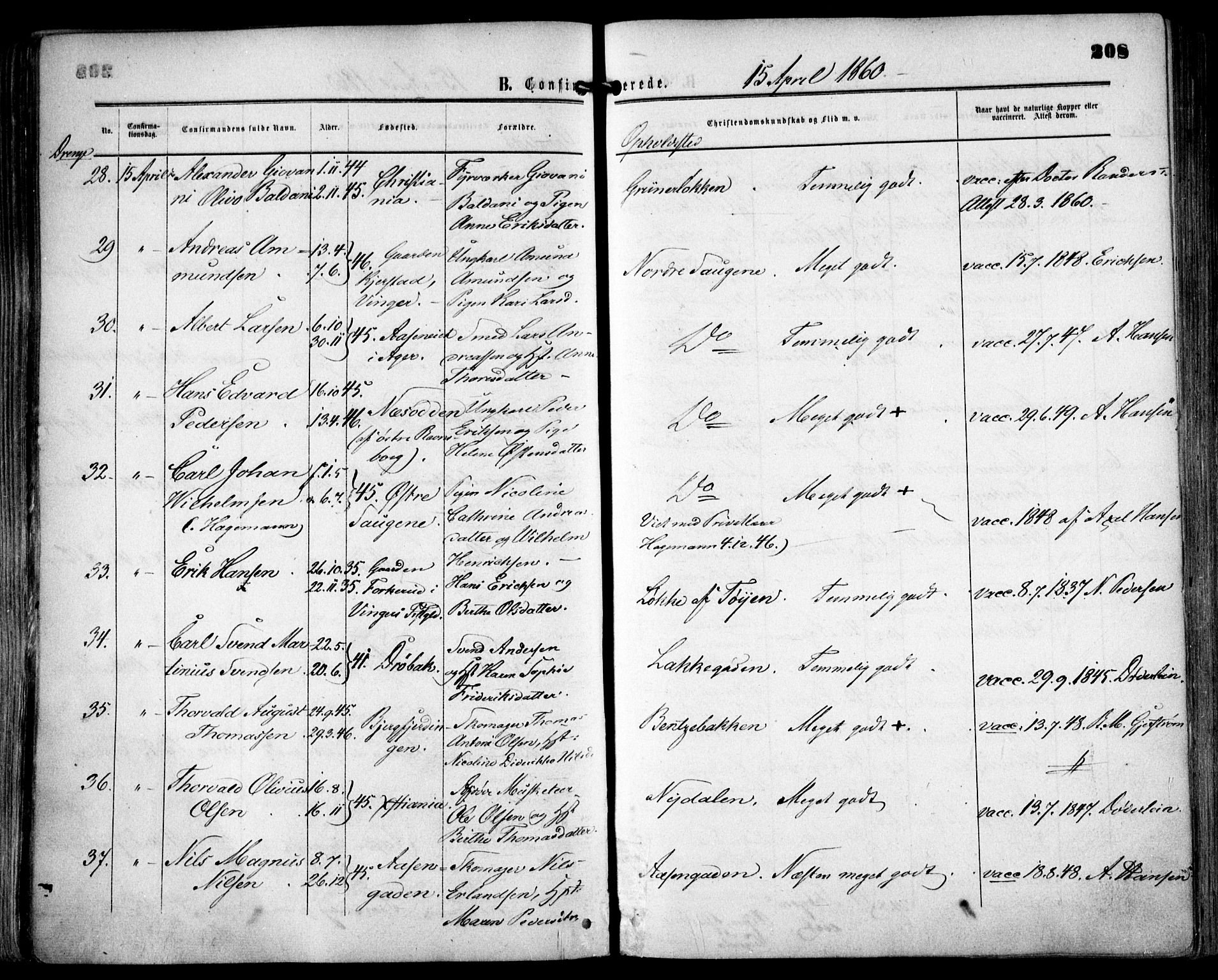 Grønland prestekontor Kirkebøker, AV/SAO-A-10848/F/Fa/L0001: Parish register (official) no. 1, 1859-1861, p. 208