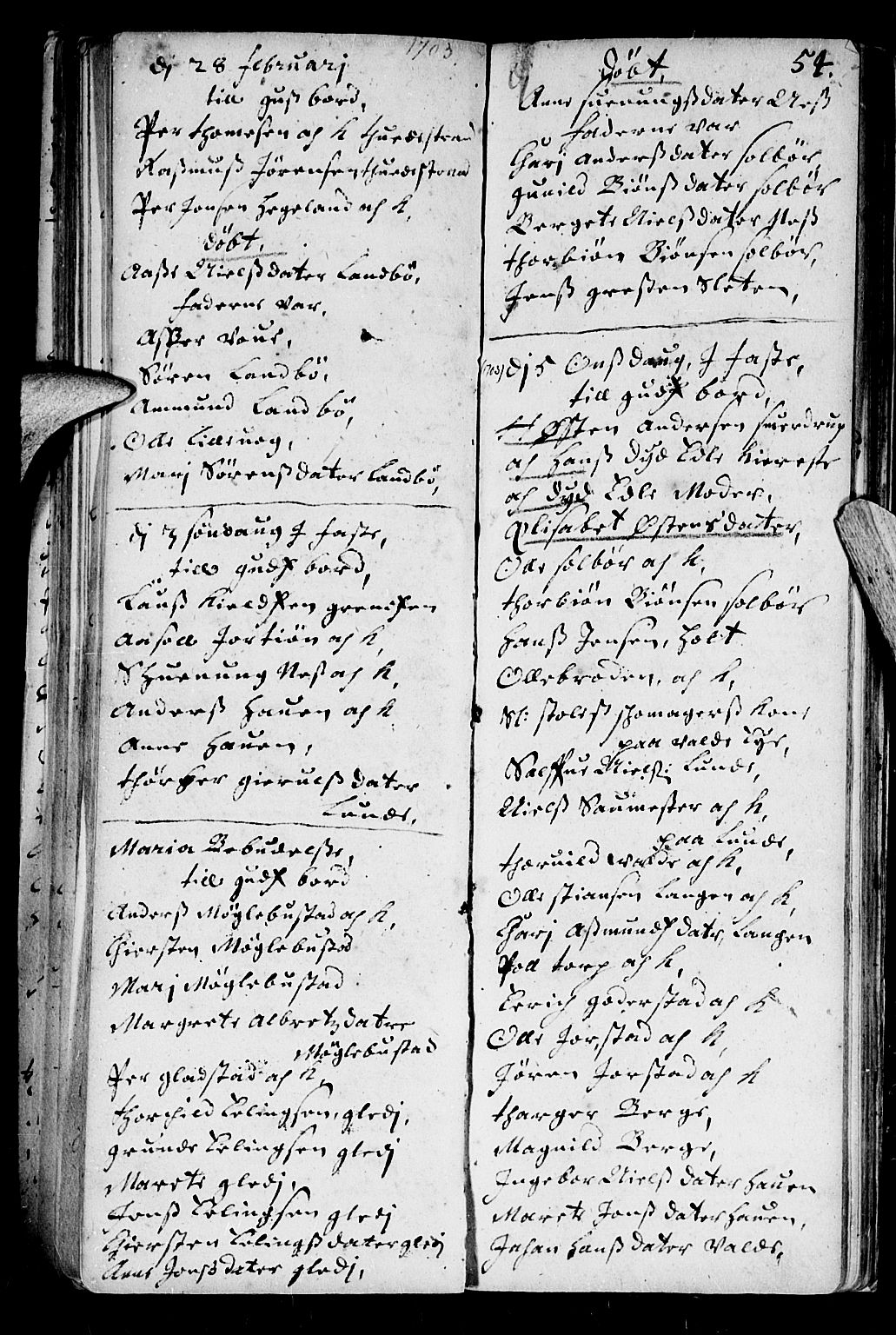 Holt sokneprestkontor, AV/SAK-1111-0021/F/Fb/L0001: Parish register (copy) no. B 1, 1699-1705, p. 54