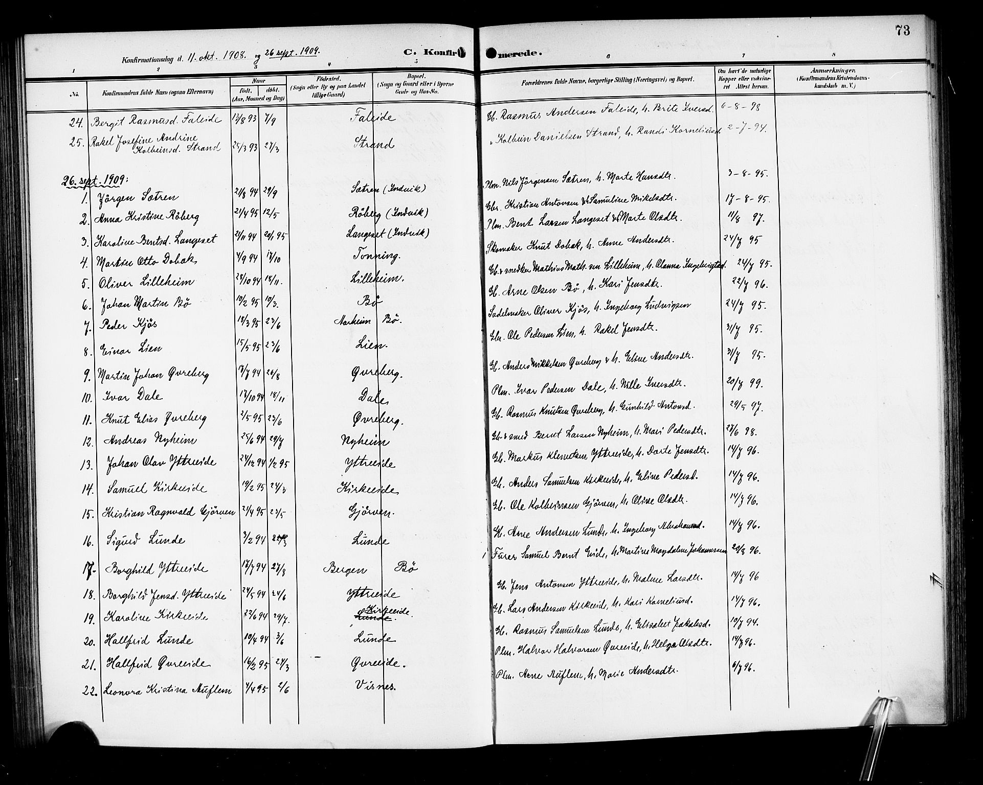 Stryn Sokneprestembete, AV/SAB-A-82501: Parish register (copy) no. A 3, 1906-1924, p. 73