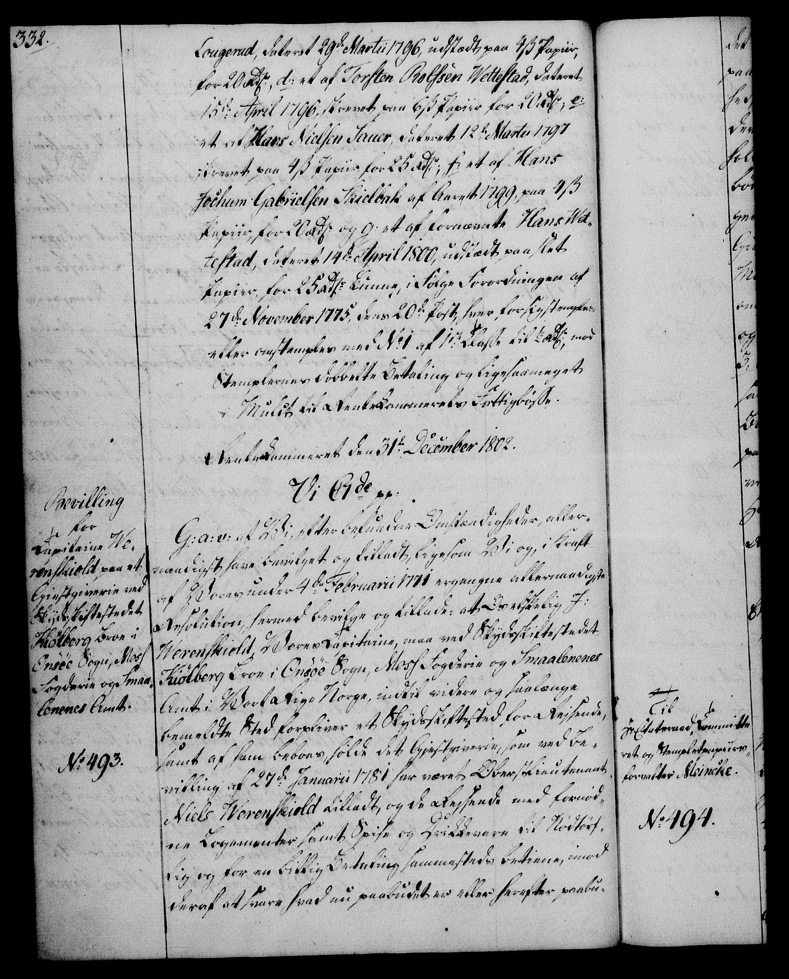 Rentekammeret, Kammerkanselliet, RA/EA-3111/G/Gg/Gga/L0017: Norsk ekspedisjonsprotokoll med register (merket RK 53.17), 1801-1803, p. 332